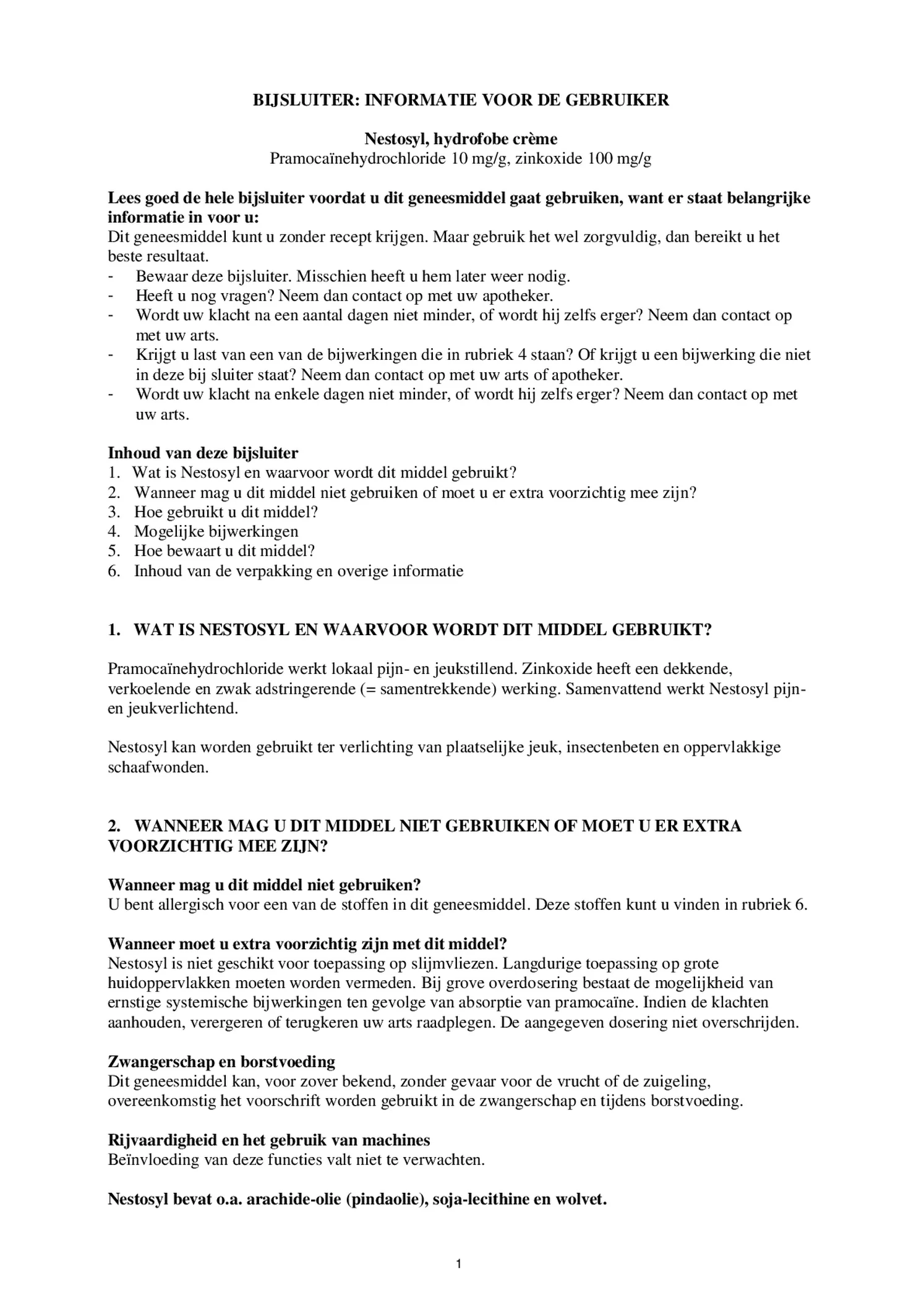 Crème afbeelding van document #1, bijsluiter