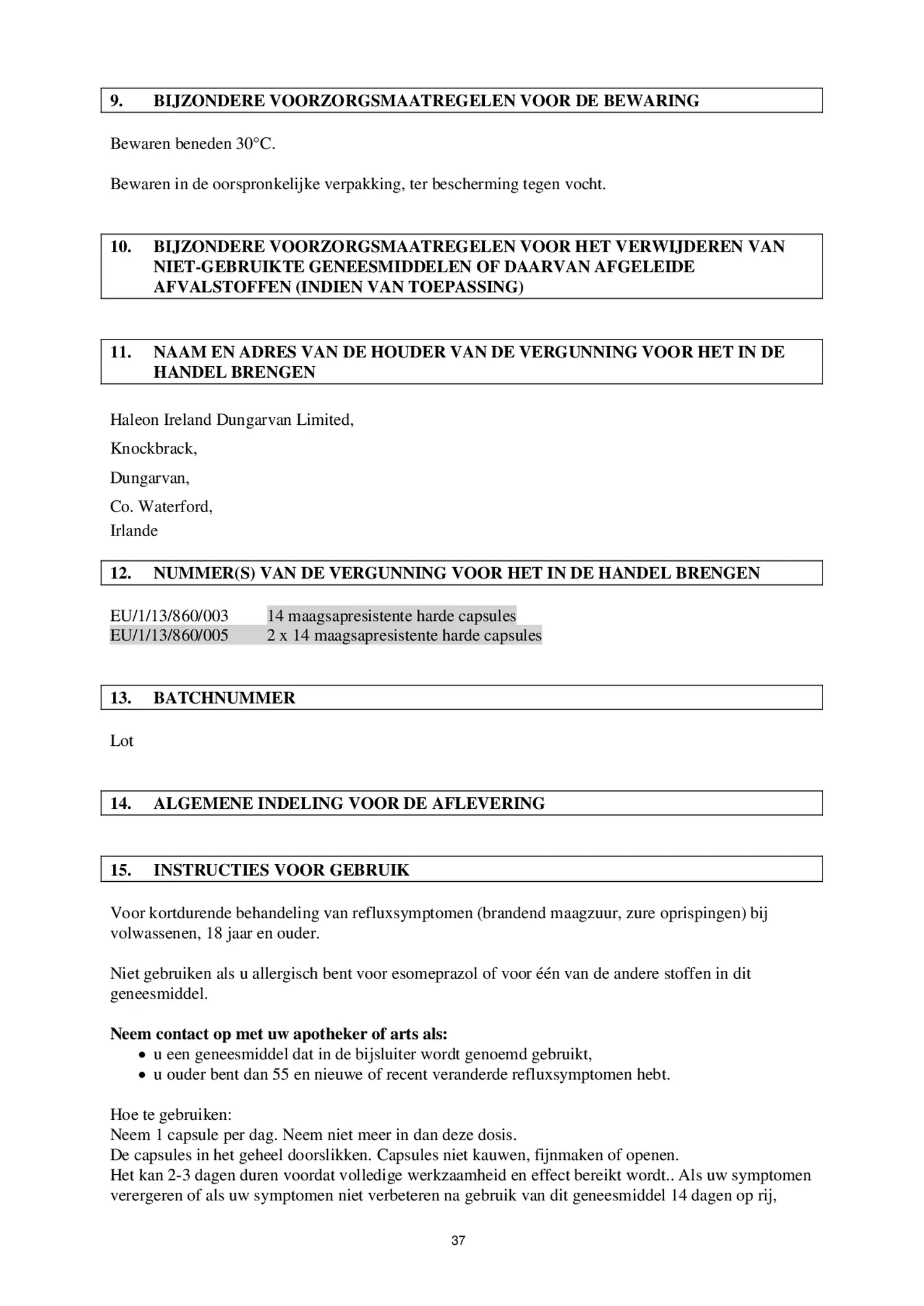 Control Tabletten 20mg Esomeprazo afbeelding van document #37, bijsluiter