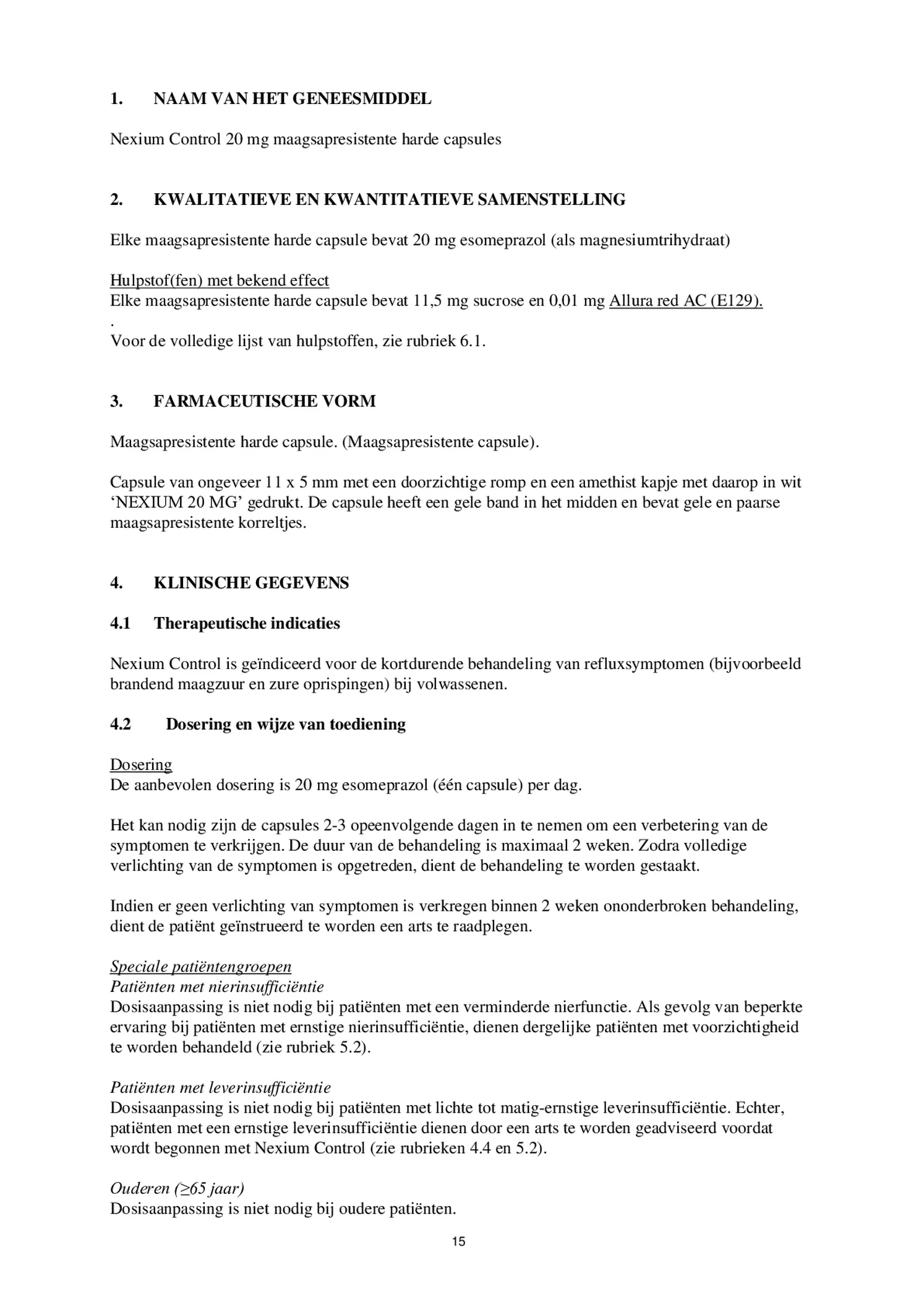 Control Tabletten 20mg Esomeprazo afbeelding van document #15, bijsluiter