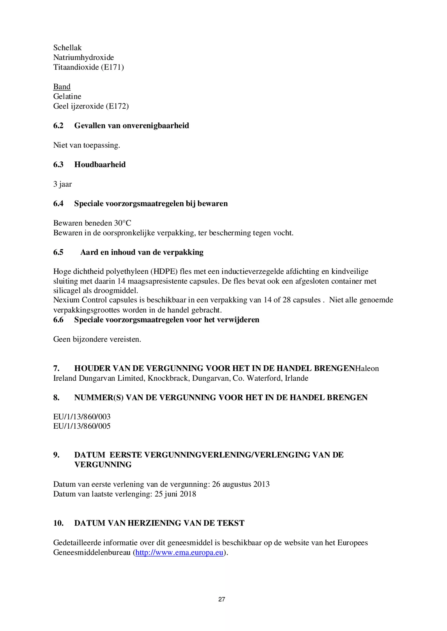 Control Tabletten - voor brandend maagzuur afbeelding van document #27, bijsluiter