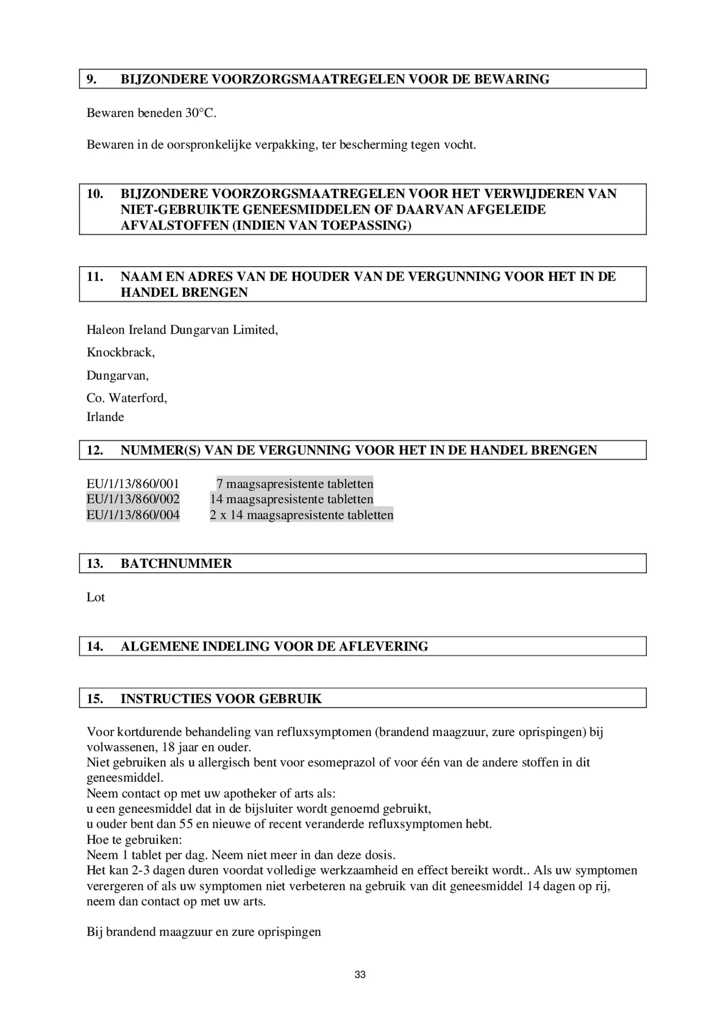 Control Tabletten - voor brandend maagzuur afbeelding van document #33, bijsluiter