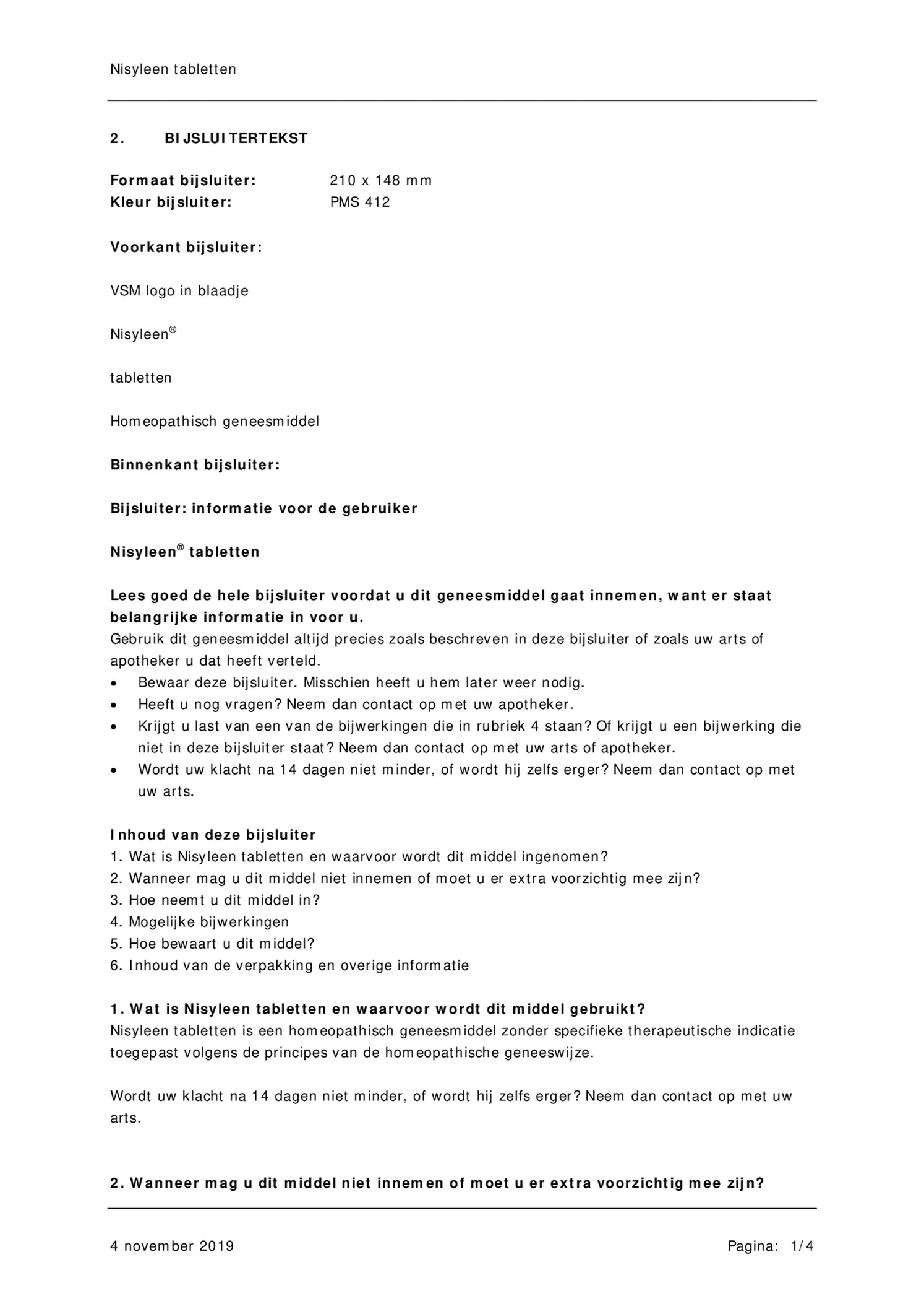 Nisyleen Tabletten afbeelding van document #1, bijsluiter