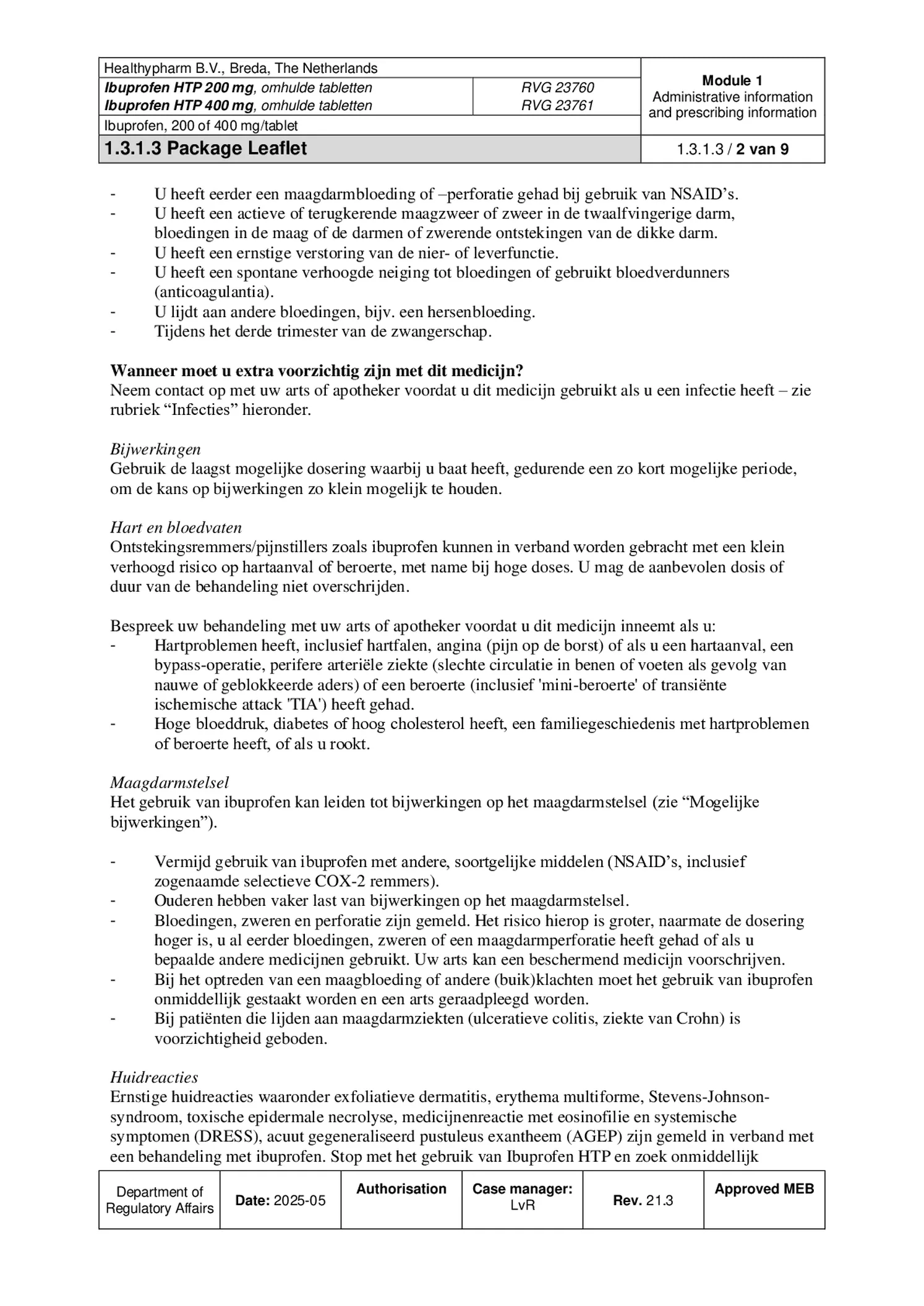 Ibuprofen HTP 400mg Tabletten afbeelding van document #2, bijsluiter