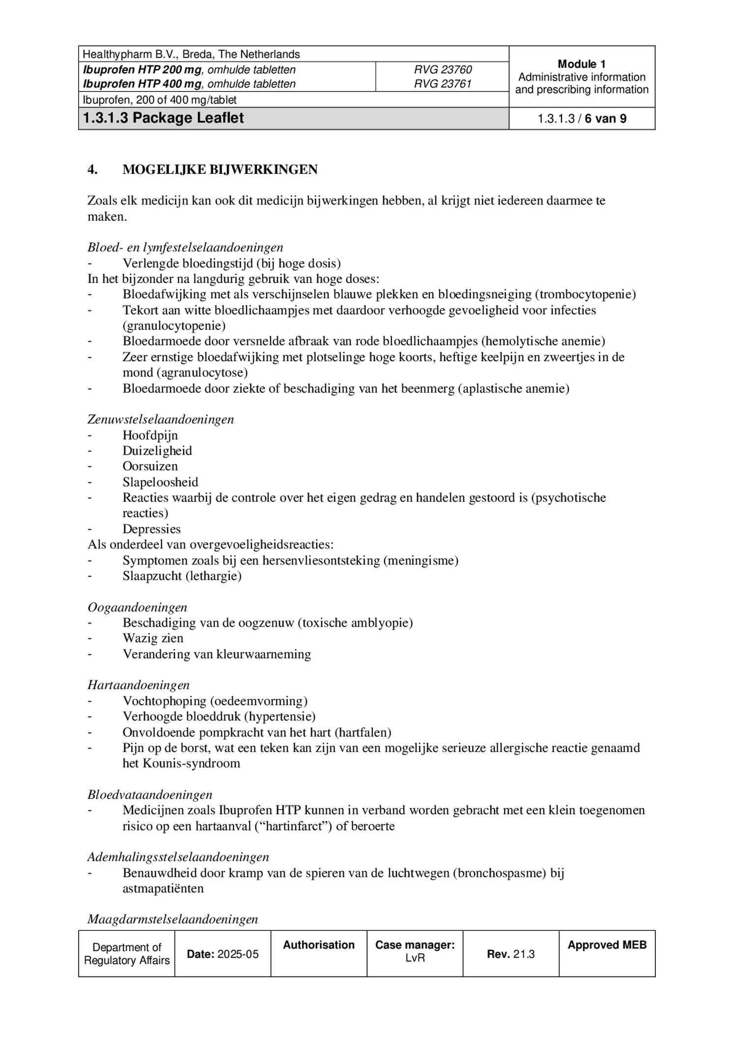Ibuprofen HTP 400mg Tabletten afbeelding van document #6, bijsluiter