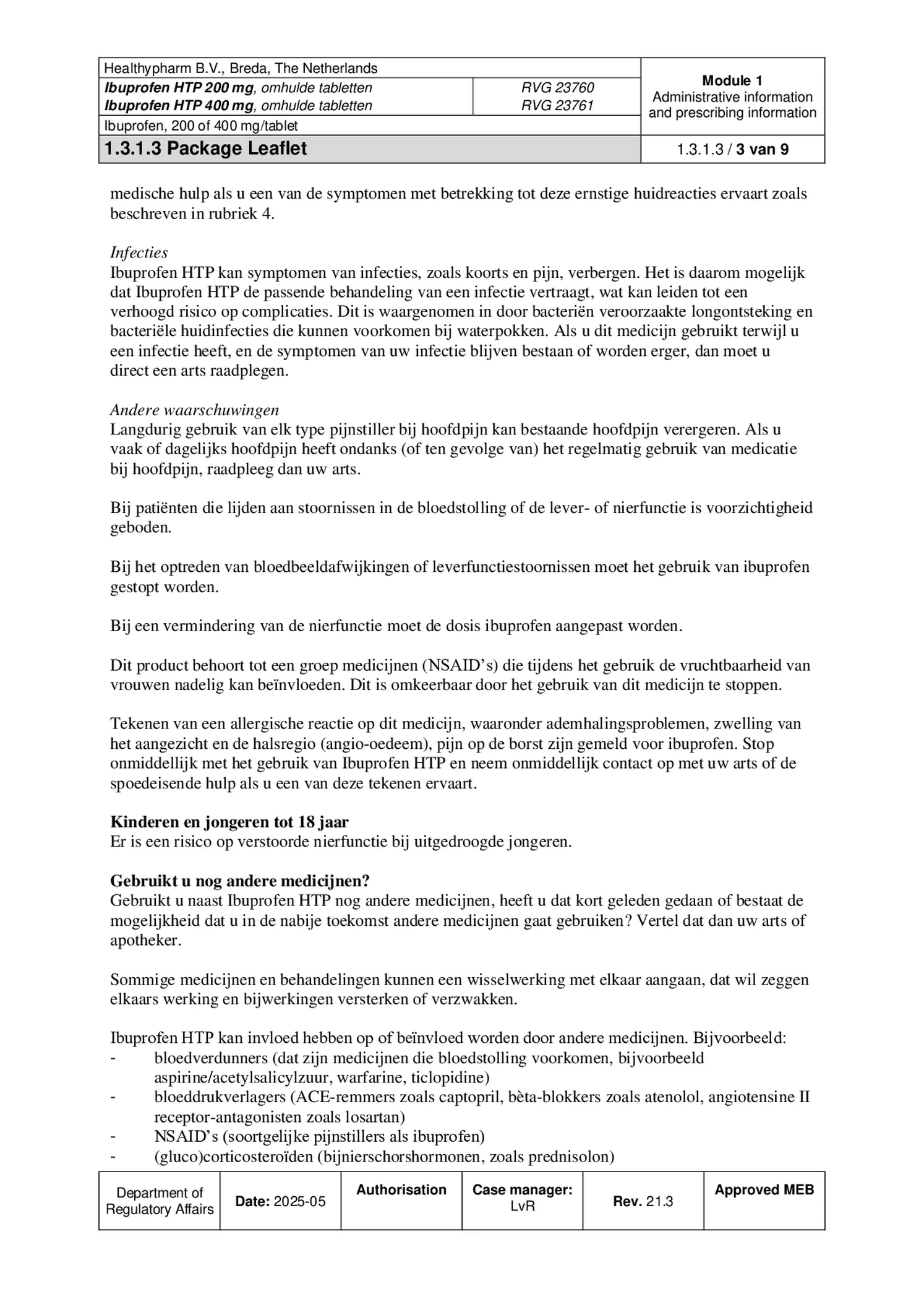 Ibuprofen HTP 400mg Tabletten afbeelding van document #3, bijsluiter