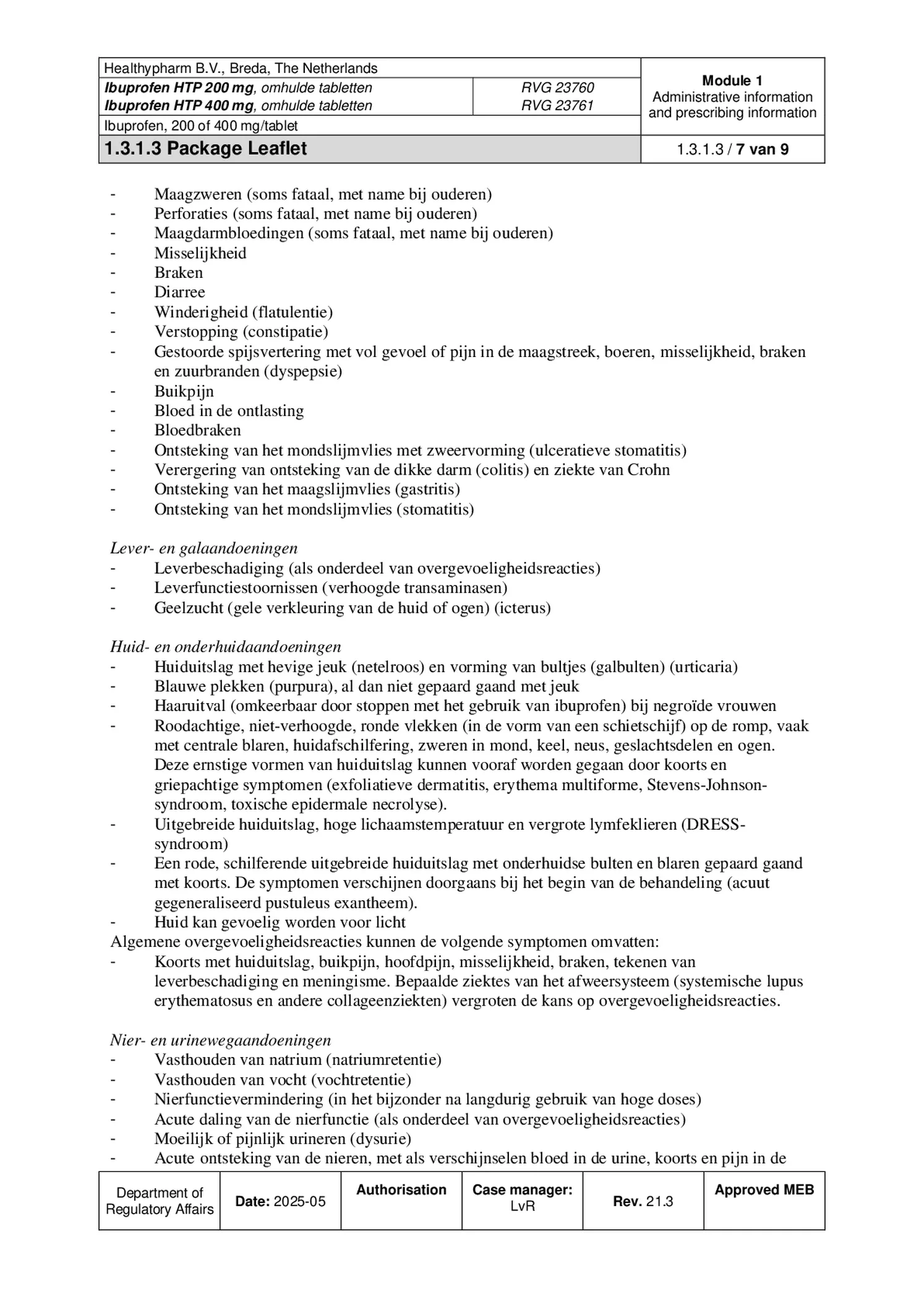 Ibuprofen HTP 400mg Tabletten afbeelding van document #7, bijsluiter