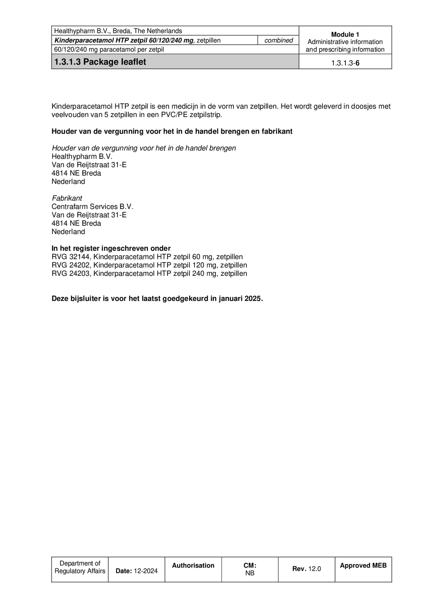 Kinderparacetamol HTP Zetpil 240mg afbeelding van document #6, bijsluiter