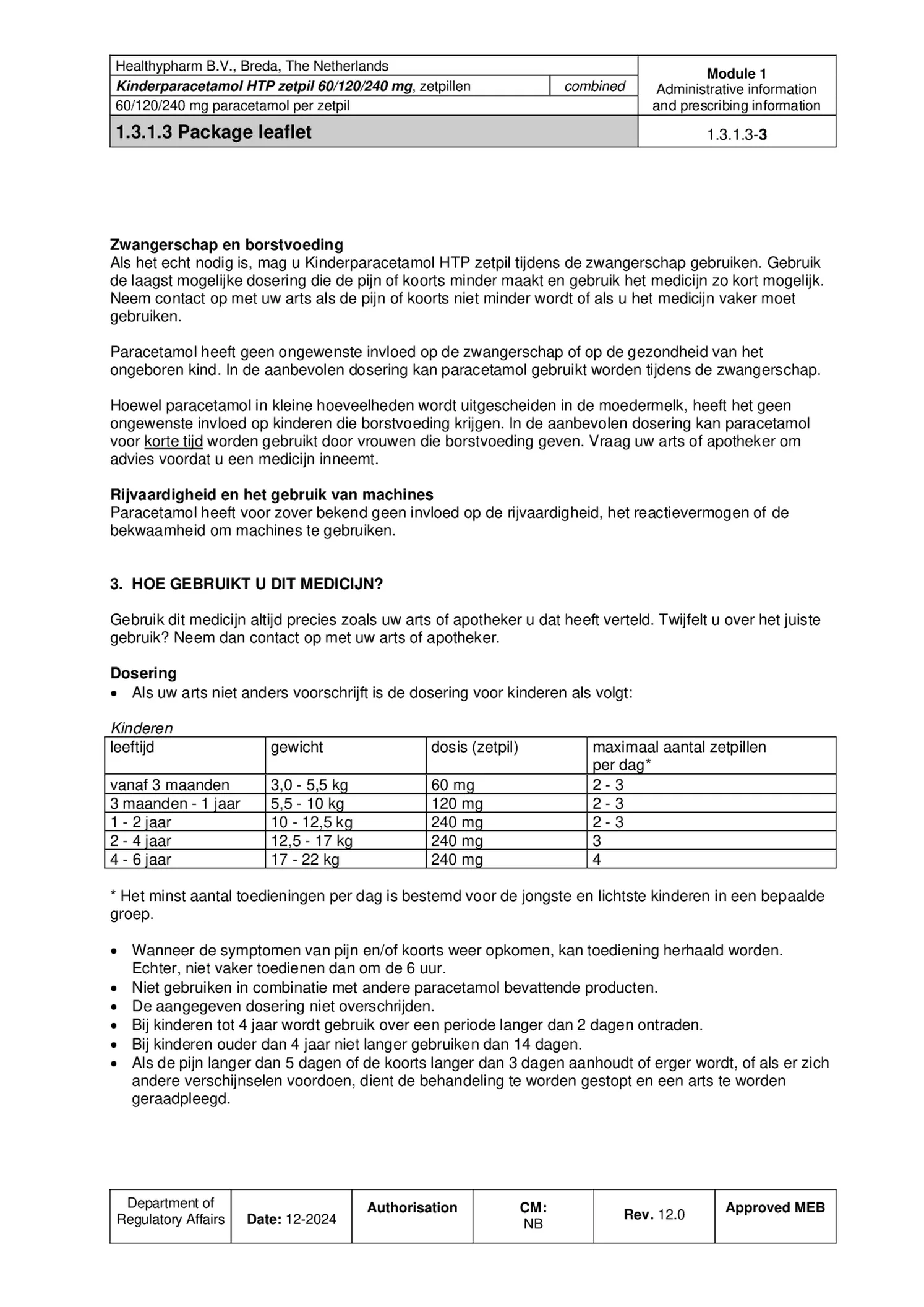 Kinderparacetamol HTP Zetpil 240mg afbeelding van document #3, bijsluiter