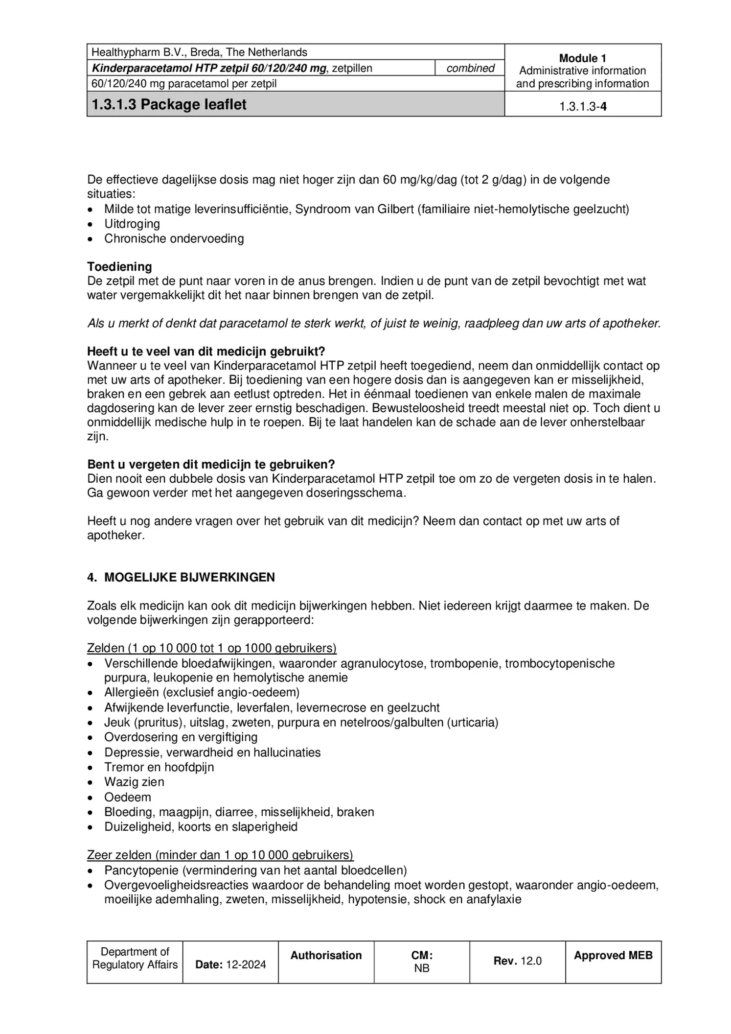 Kinderparacetamol HTP Zetpil 240mg afbeelding van document #4, bijsluiter