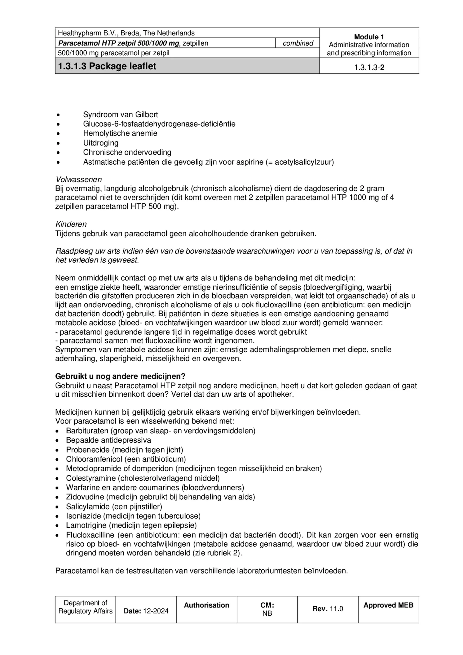 Paracetamol HTP Zetpil 500mg afbeelding van document #2, bijsluiter