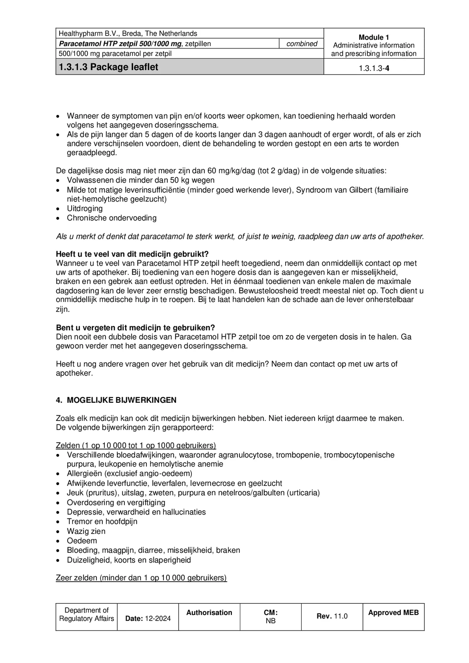 Paracetamol HTP Zetpil 500mg afbeelding van document #4, bijsluiter