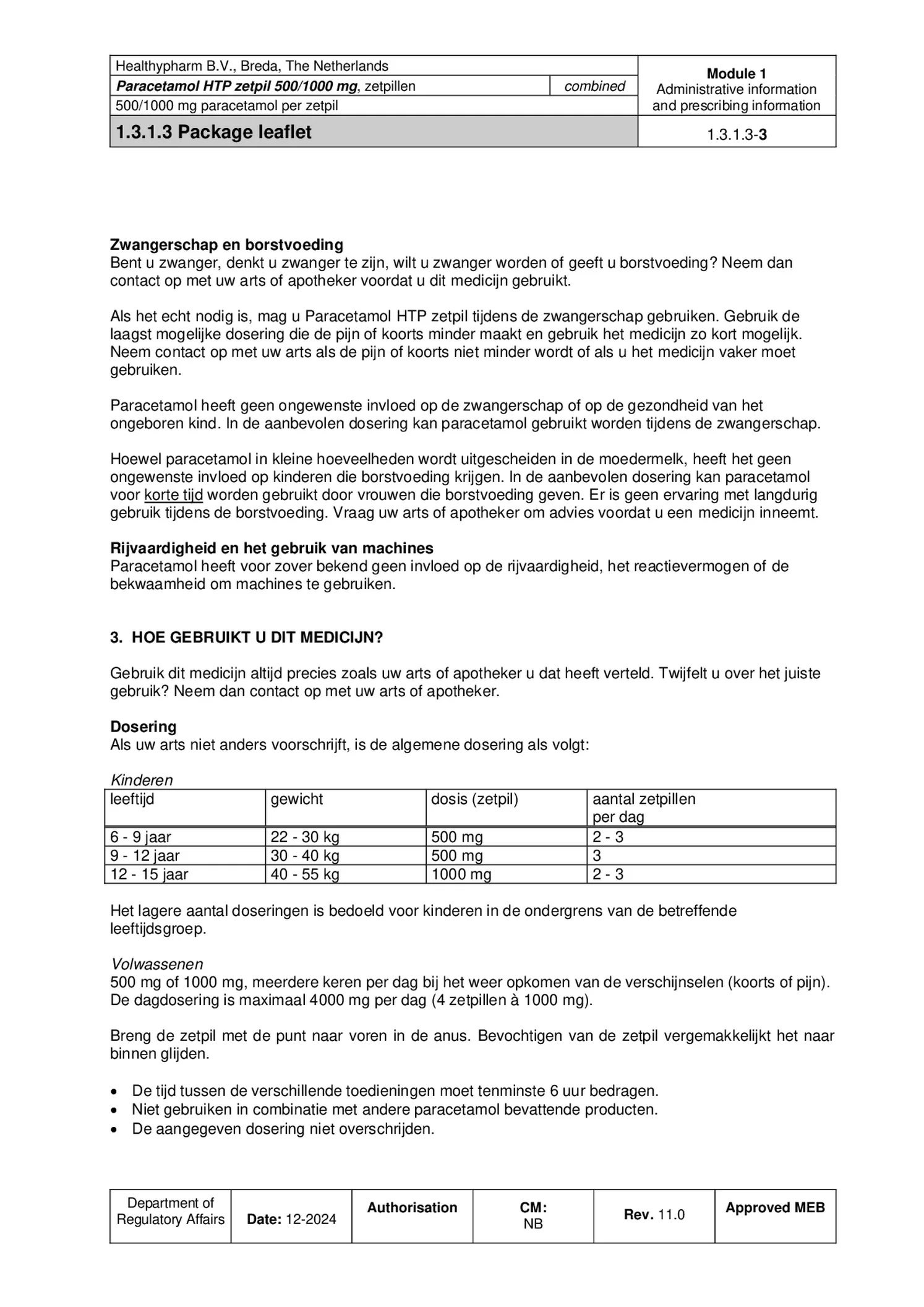 Paracetamol HTP Zetpil 500mg afbeelding van document #3, bijsluiter