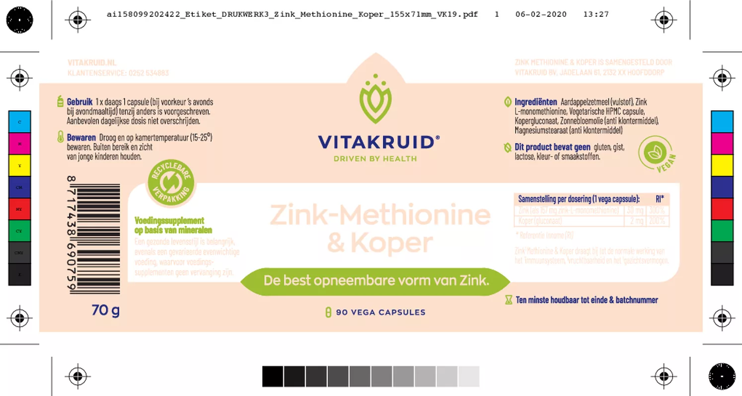 Zink Methionine & Koper Gluconaat afbeelding van document #1, etiket