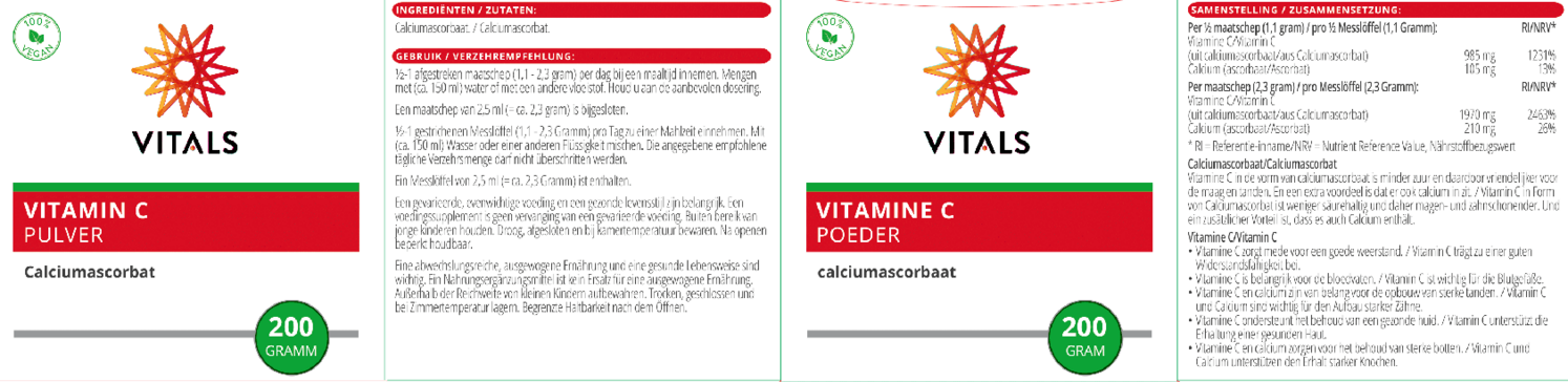 Vitamine C Poeder Calciumascorbaat afbeelding van document #1, etiket