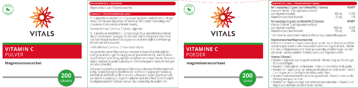 Vitamine C Poeder Magnesiumascorbaat afbeelding van document #1, etiket