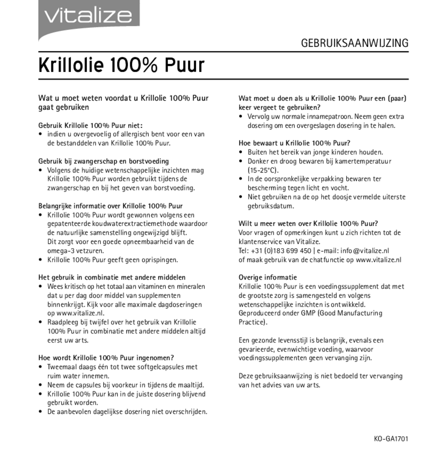 Krillolie 100% Puur Capsules afbeelding van document #2, gebruiksaanwijzing