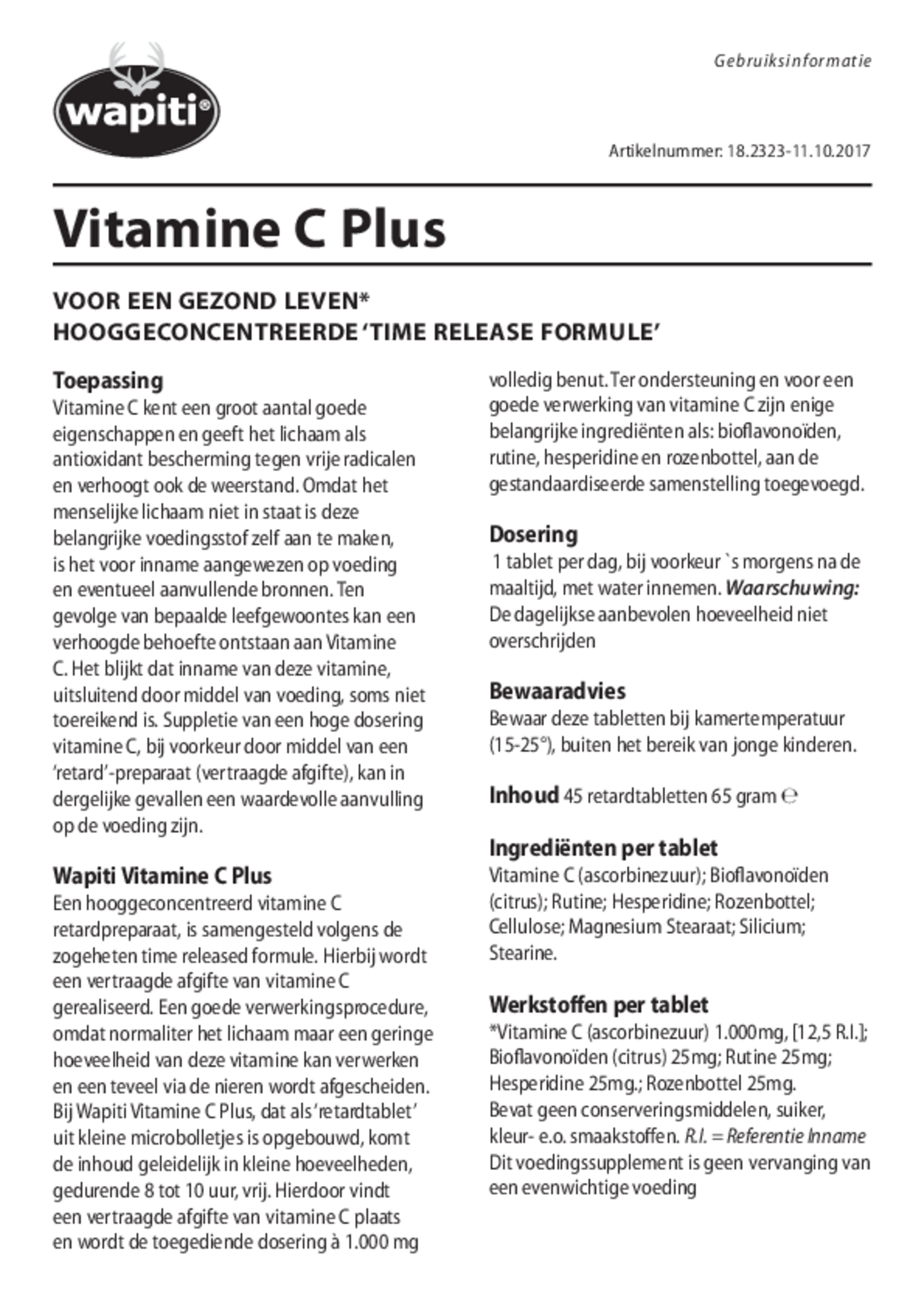 Vitamine C Plus Tabletten afbeelding van document #1, gebruiksaanwijzing