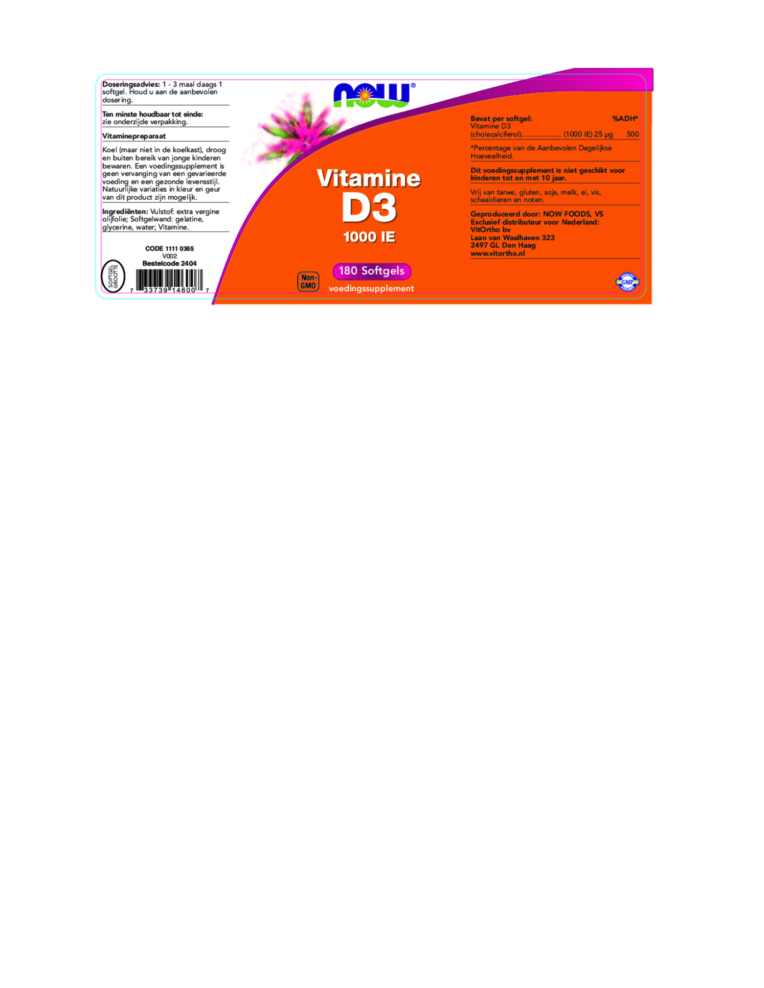 Vitamine D3 1000 IE Softgels afbeelding van document #1, etiket