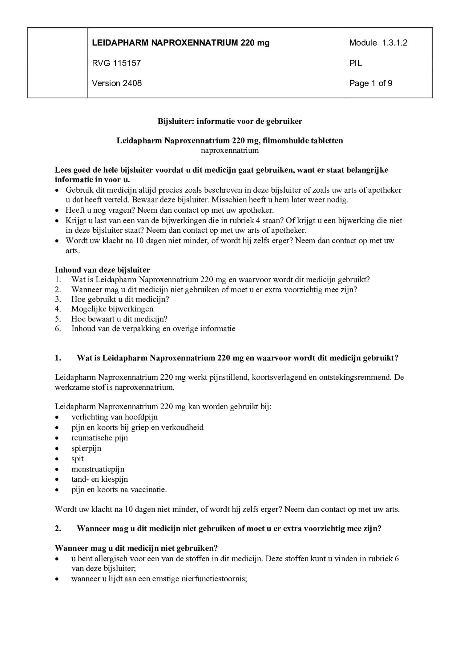 Naproxennatrium 220mg Tabletten afbeelding van document #1, bijsluiter