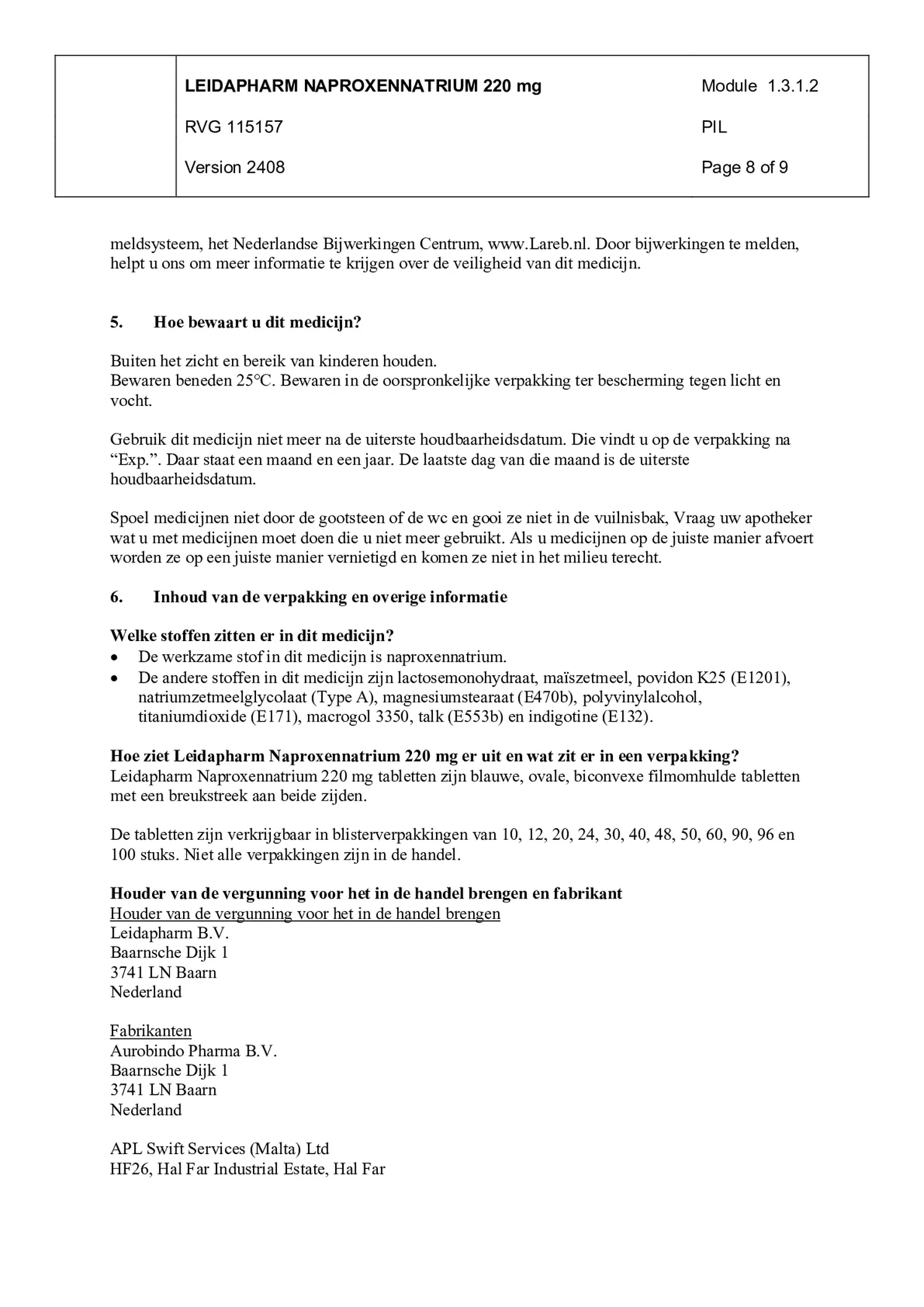 Naproxennatrium 220mg Tabletten afbeelding van document #8, bijsluiter