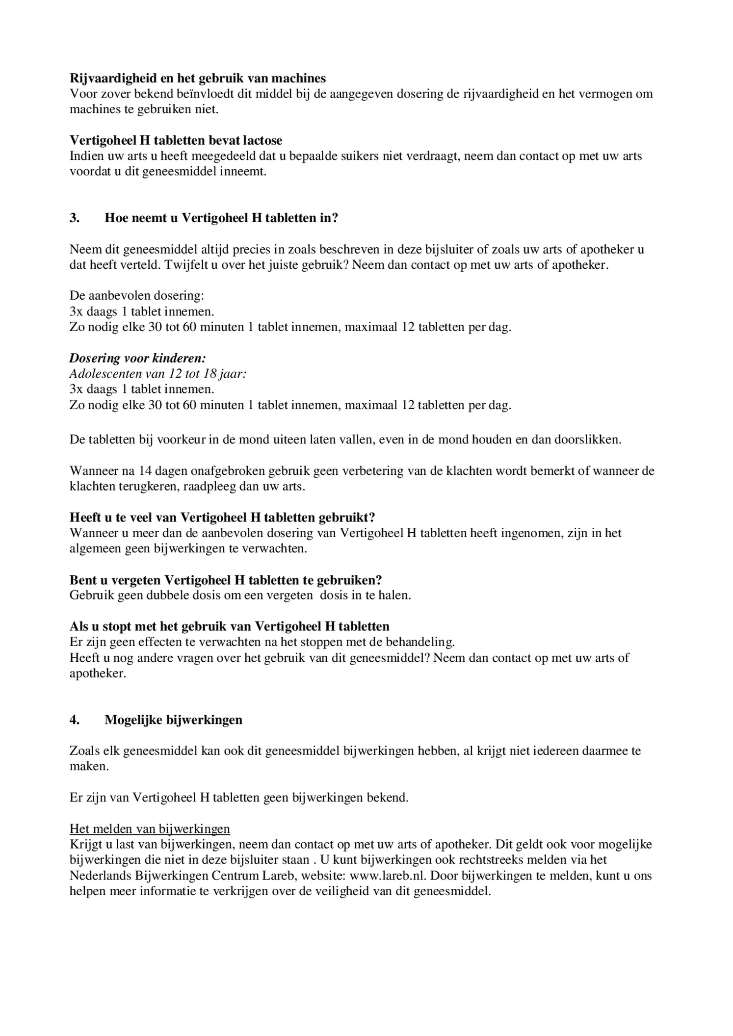 Vertigoheel H Tabletten afbeelding van document #2, bijsluiter