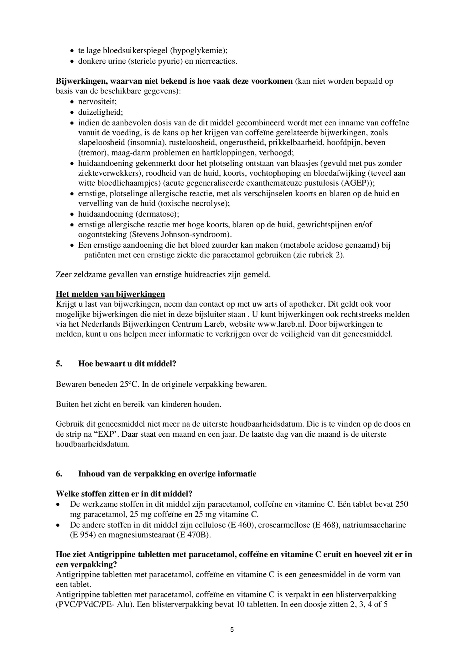 Tabletten afbeelding van document #5, bijsluiter