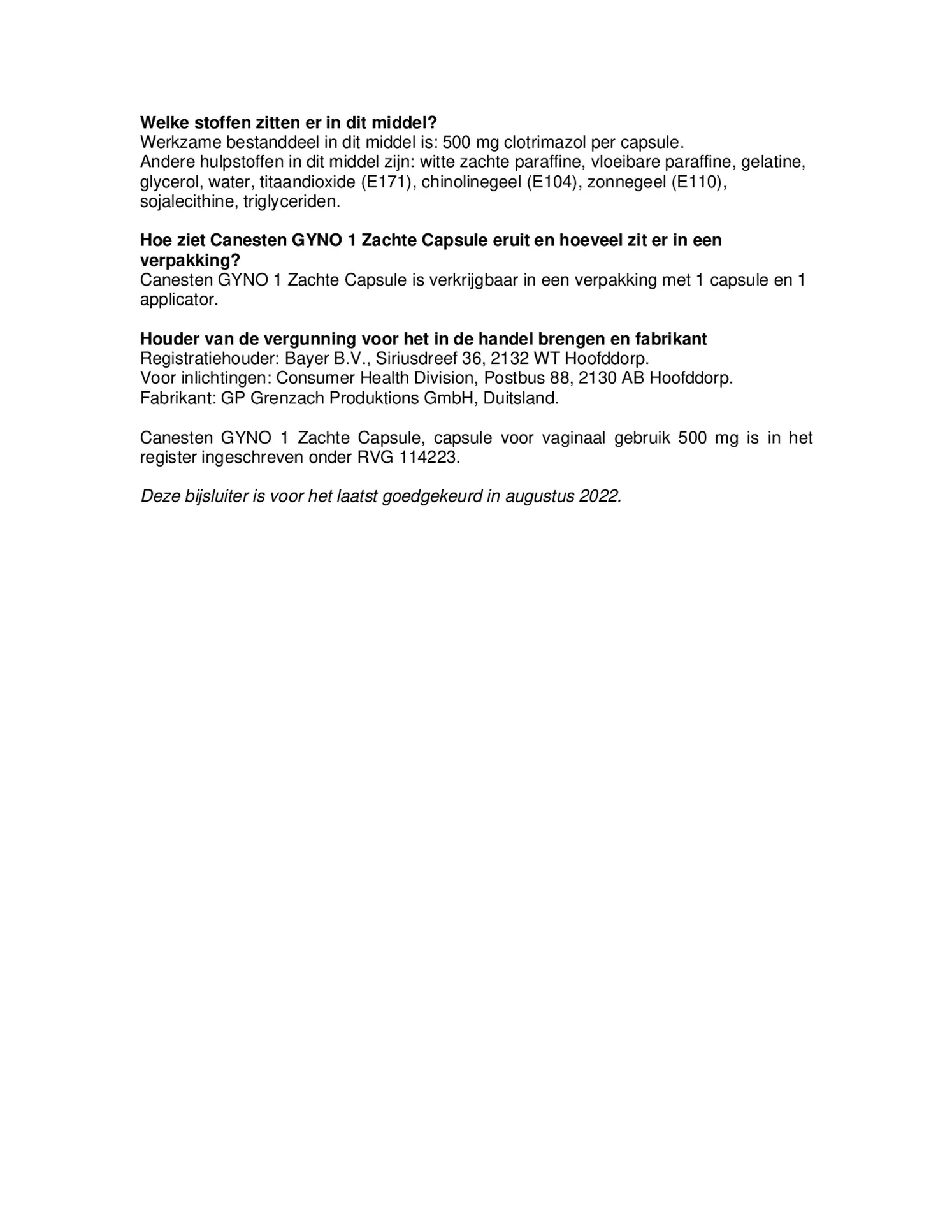 Canesten Gyno 1 Zachte Capsule afbeelding van document #6, bijsluiter