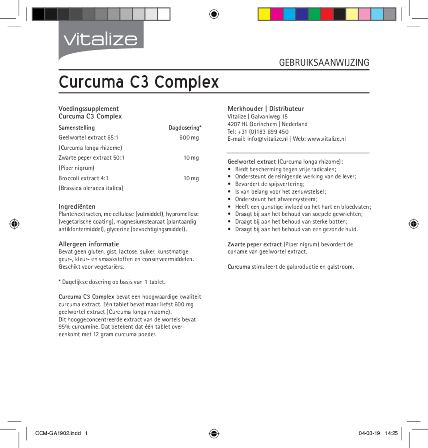 Curcuma C3 Complex Tabletten afbeelding van document #1, gebruiksaanwijzing