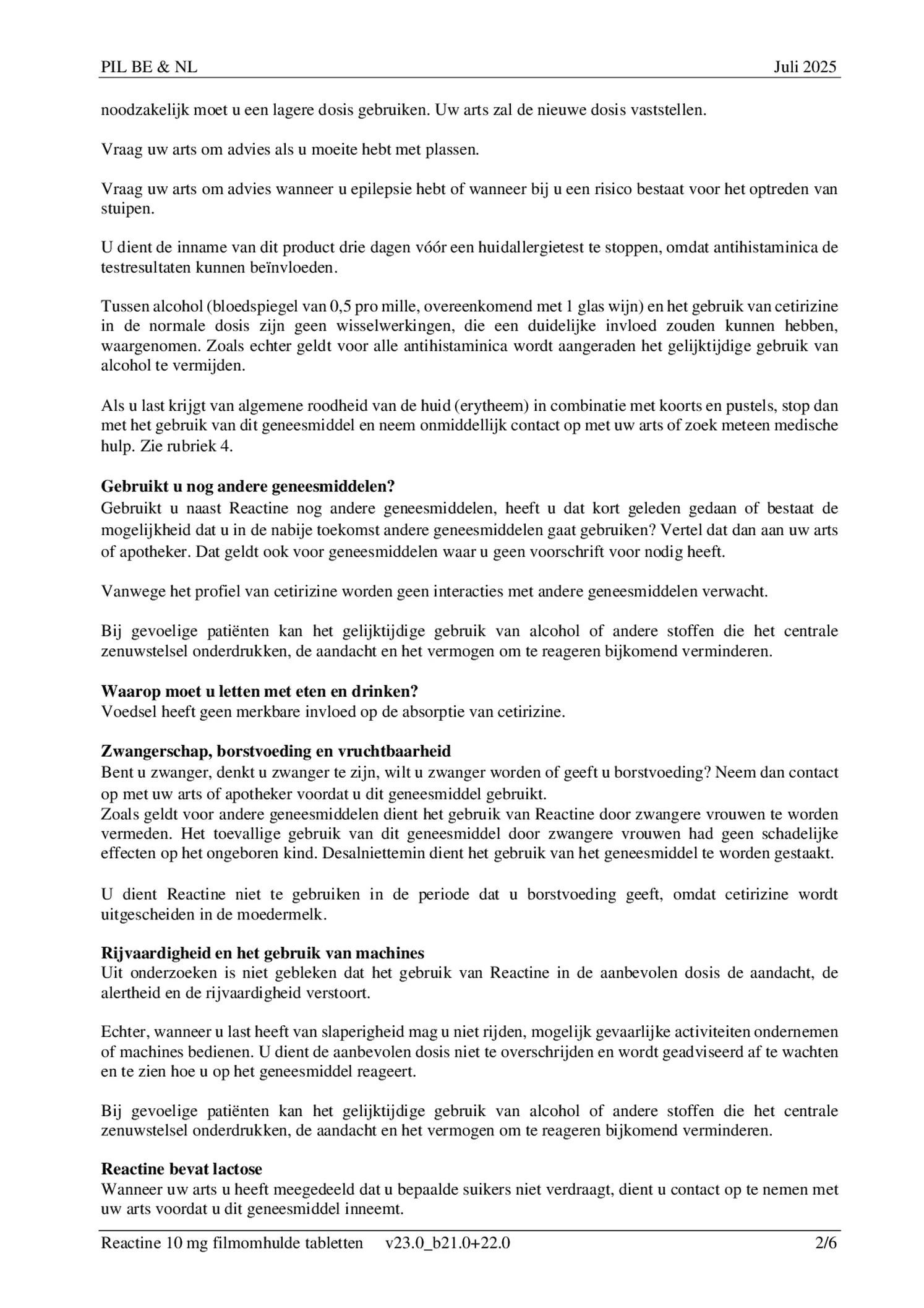 Cetirizine 10mg Tabletten afbeelding van document #2, bijsluiter