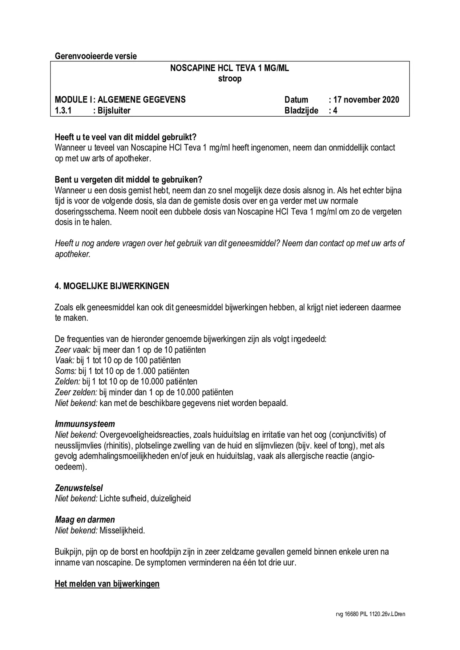 Noscapine Hcl 1=1 Pch Stroop 1mg/ml afbeelding van document #4, bijsluiter