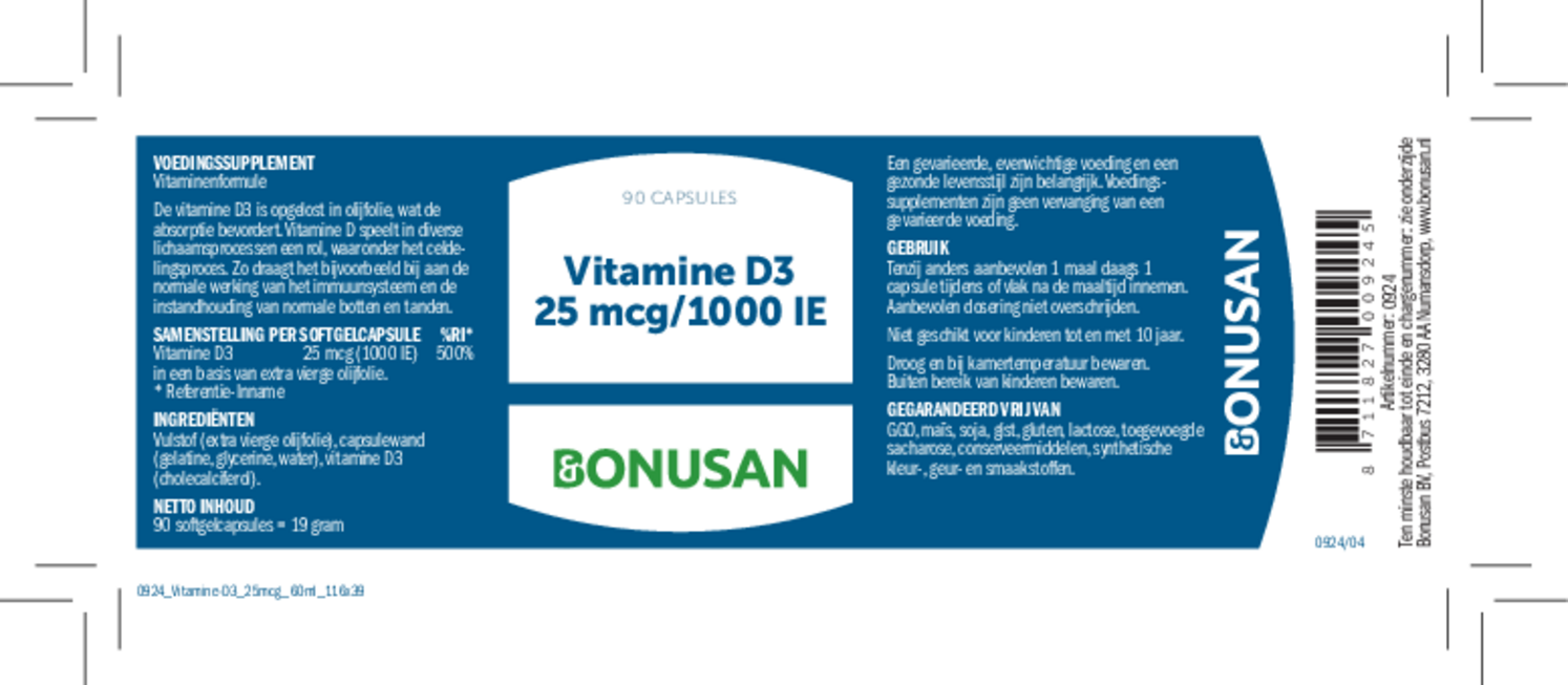 Vitamine D3 25mcg/1000 IE Capsules Duoverpakking afbeelding van document #1, etiket