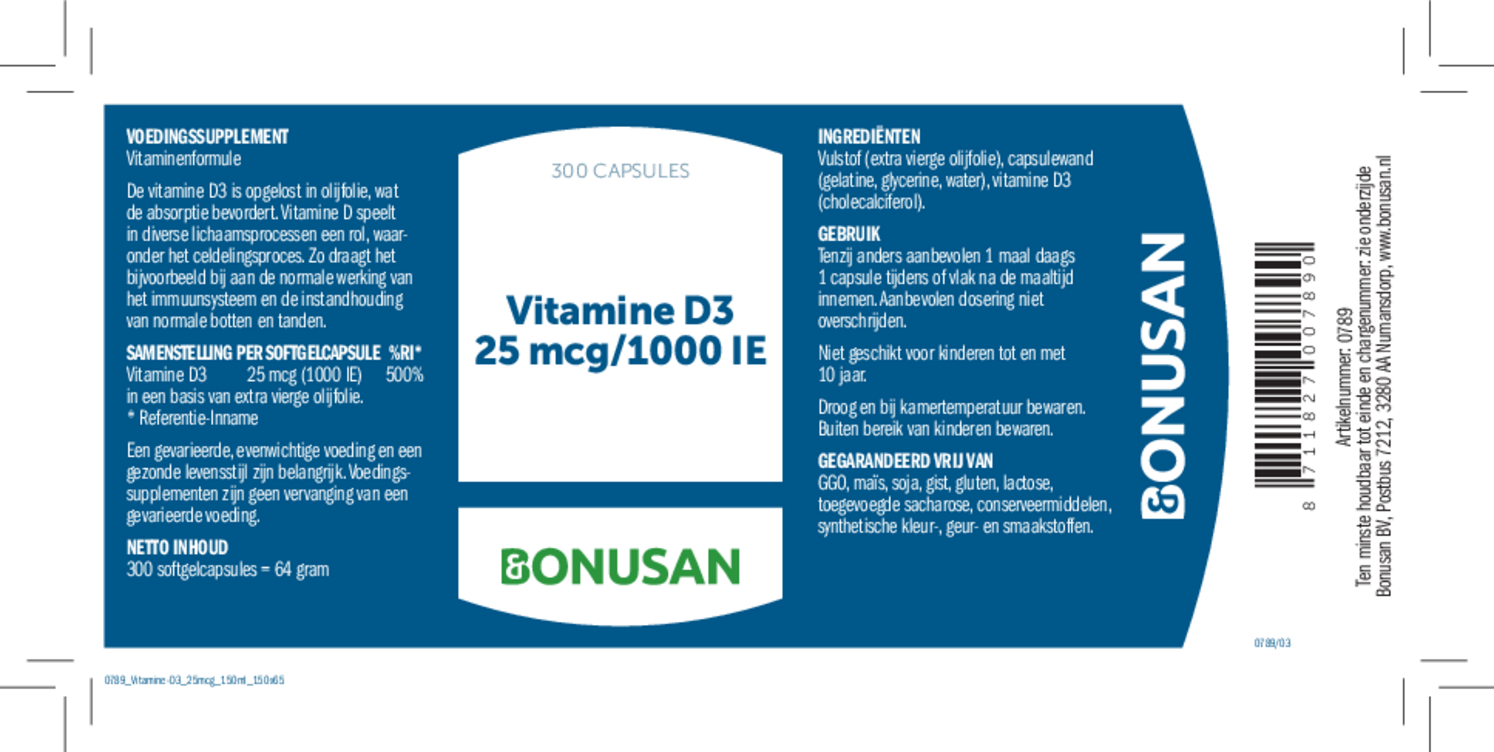 Vitamine D3 25mcg/1000 IE Capsules afbeelding van document #1, etiket