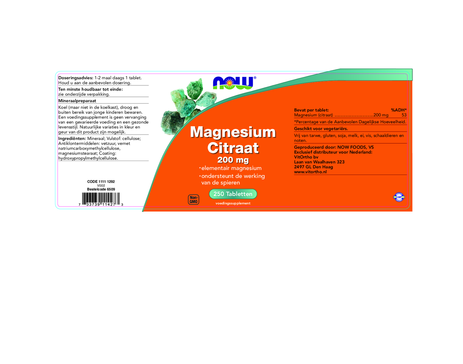 Magnesium Citraat 200mg Tabletten afbeelding van document #1, etiket