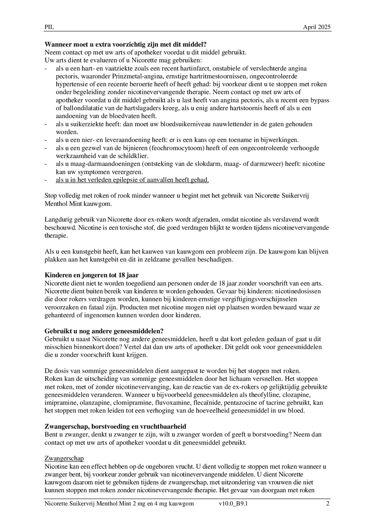 Suikervrij Kauwgom Menthol Mint 2mg afbeelding van document #2, bijsluiter
