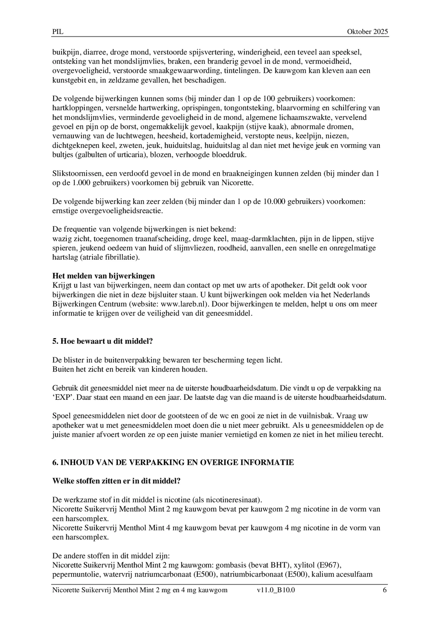 Suikervrij Kauwgom Menthol Mint 4mg afbeelding van document #6, bijsluiter