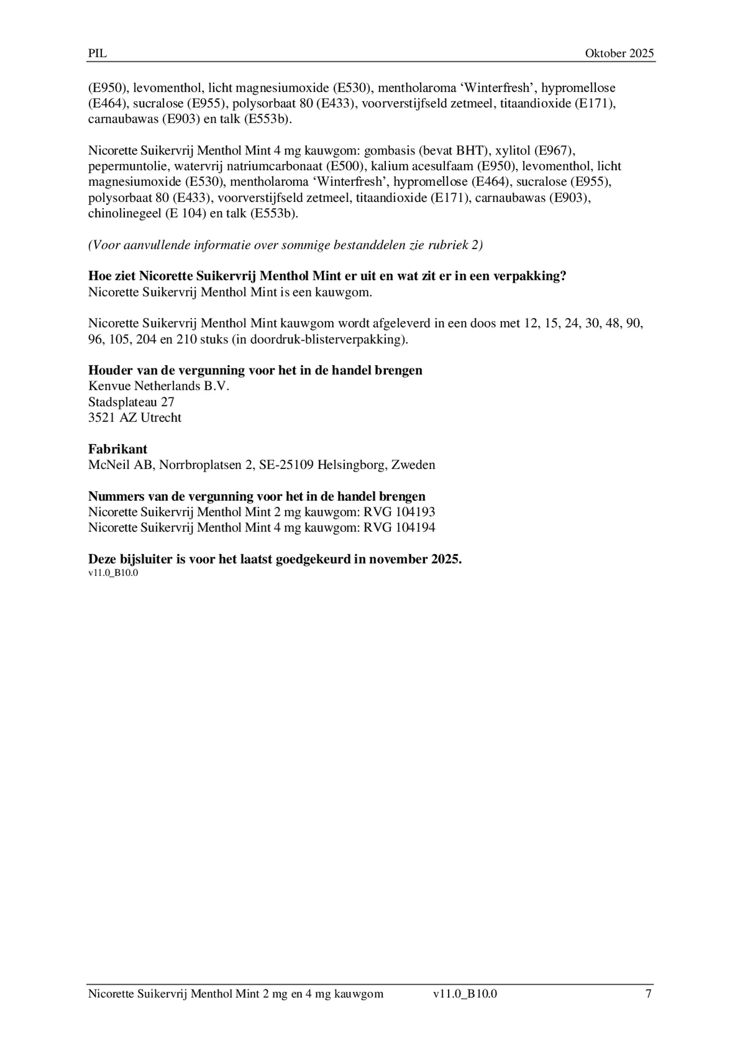 Kauwgom 4mg Menthol Mint afbeelding van document #7, bijsluiter