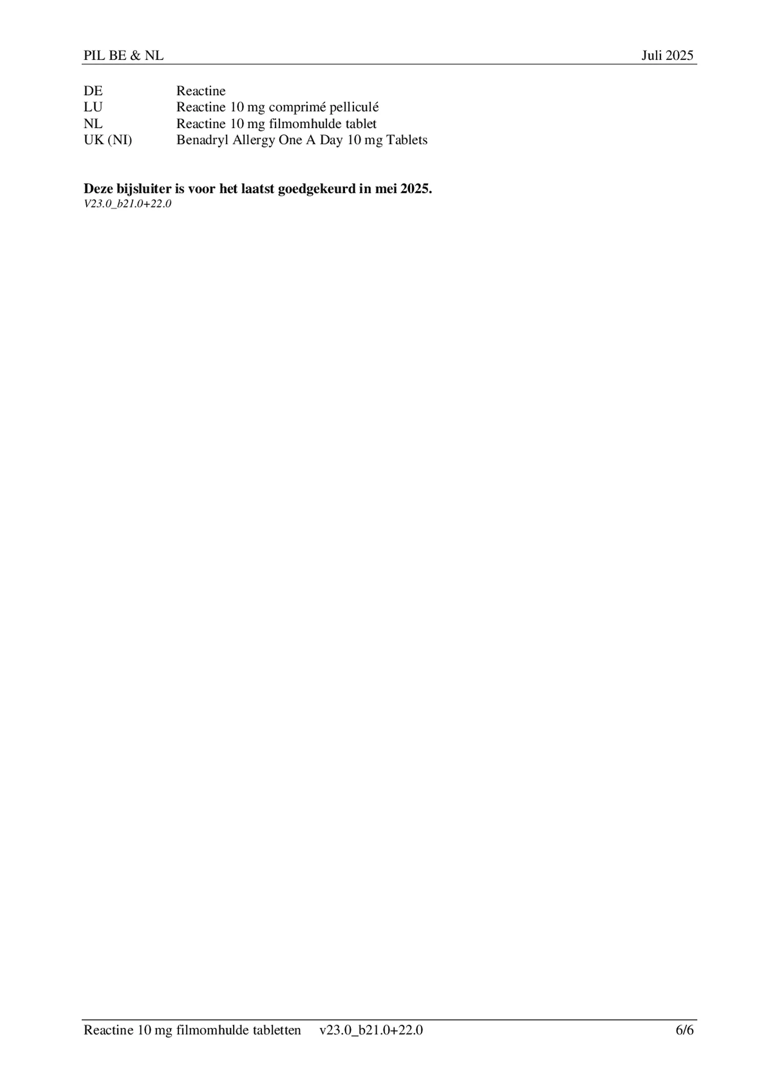 Cetirizine 10mg Tabletten afbeelding van document #6, bijsluiter