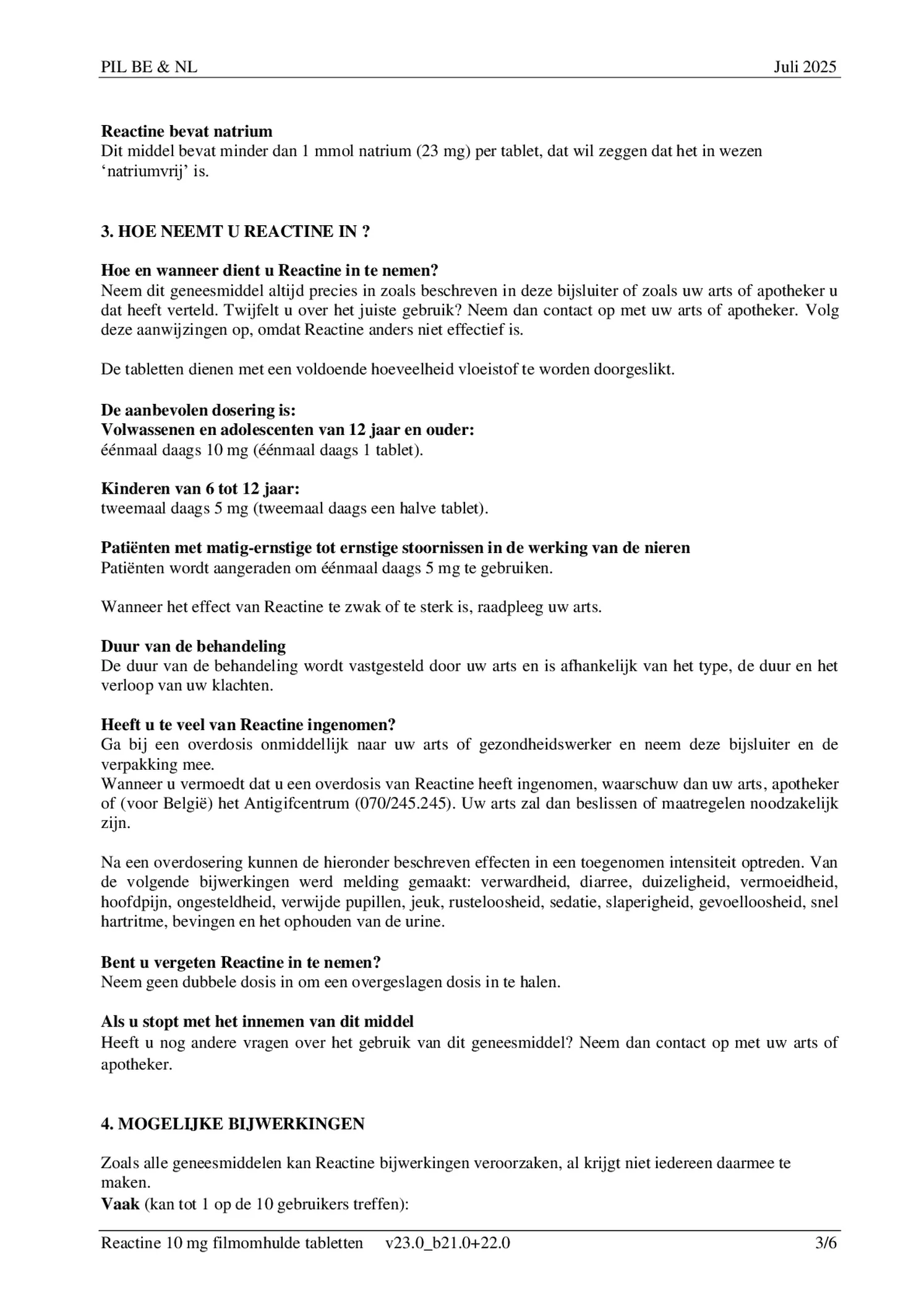Cetirizine 10mg Tabletten afbeelding van document #3, bijsluiter