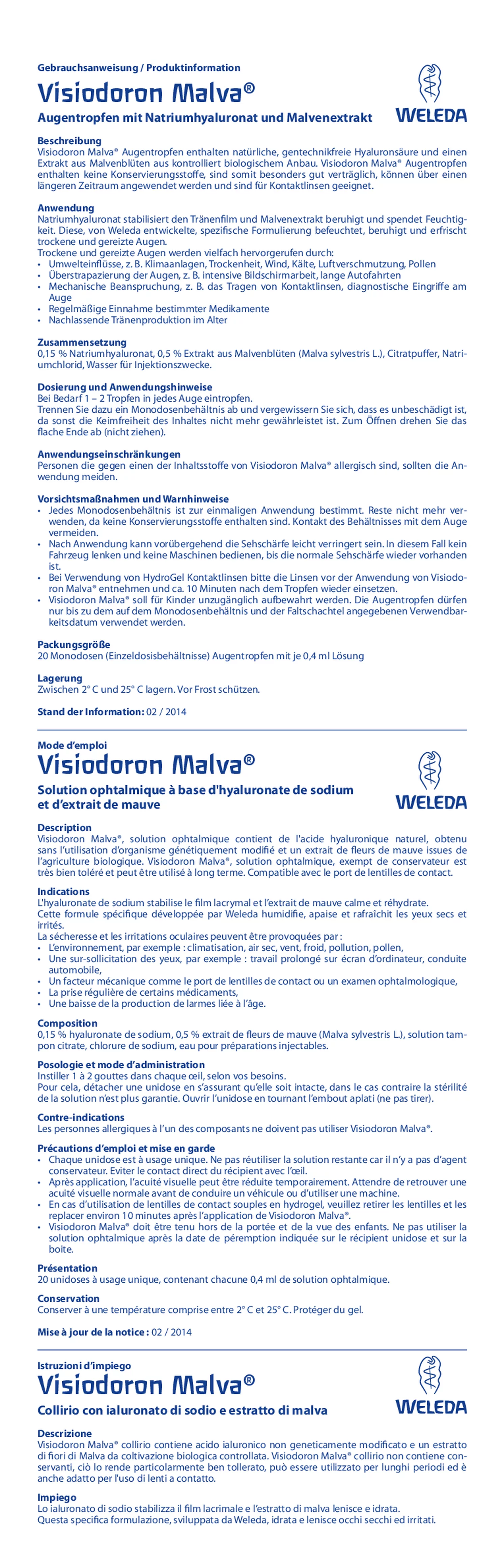 Visiodoron Malva Oogdruppels Ampullen afbeelding van document #1, gebruiksaanwijzing