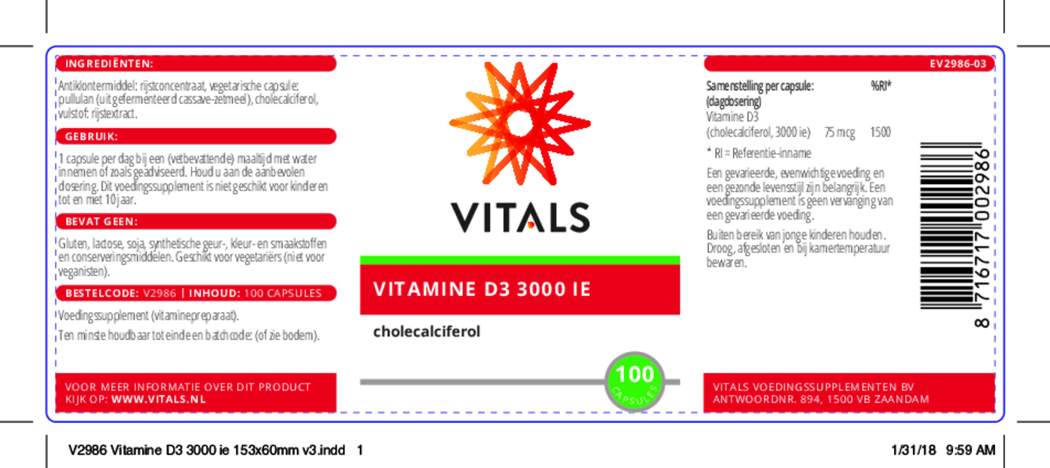 Vitamine D3 3000 IE Capsules afbeelding van document #1, etiket