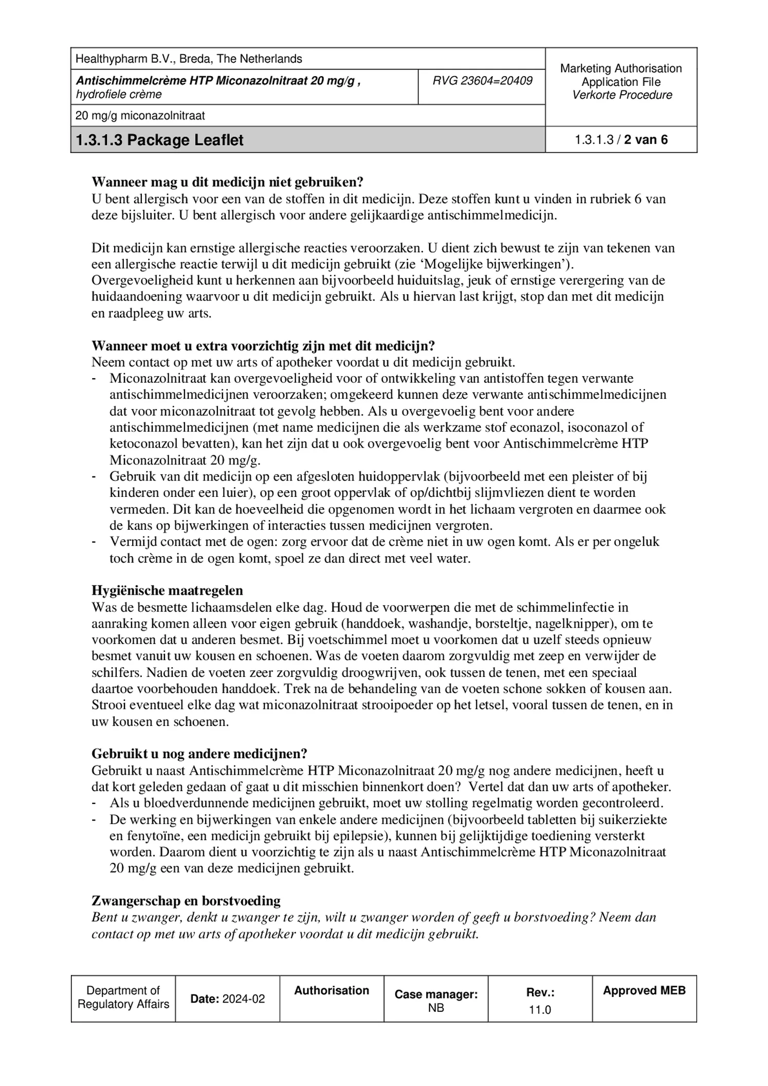 Antischimmelcrème Miconazolnitraat 20mg afbeelding van document #2, bijsluiter