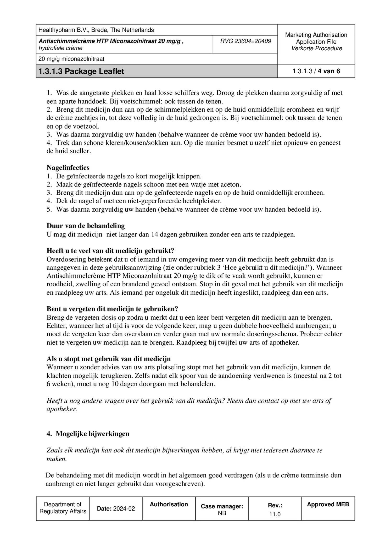 Antischimmelcrème Miconazolnitraat 20mg afbeelding van document #4, bijsluiter