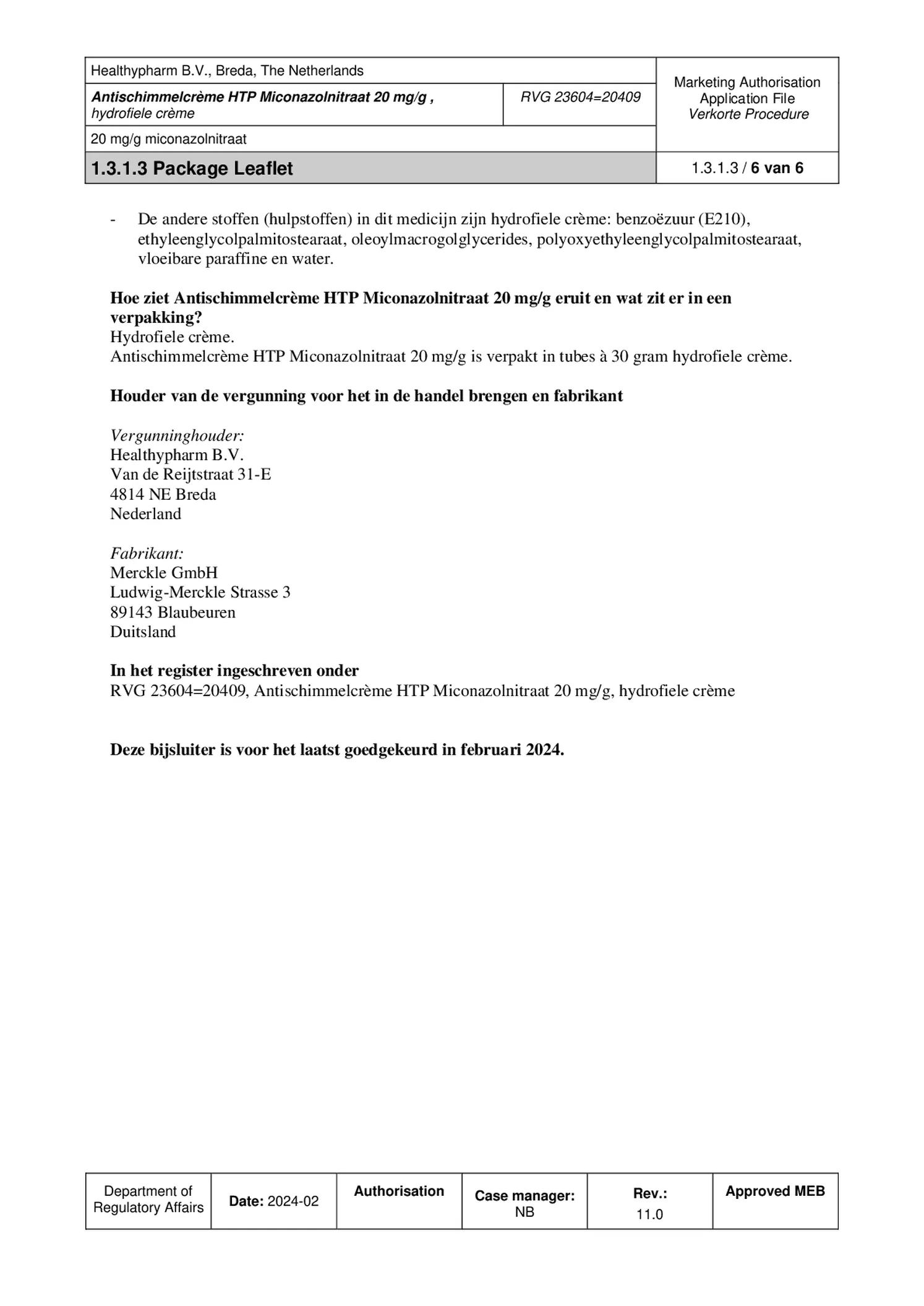 Antischimmelcrème Miconazolnitraat 20mg afbeelding van document #6, bijsluiter