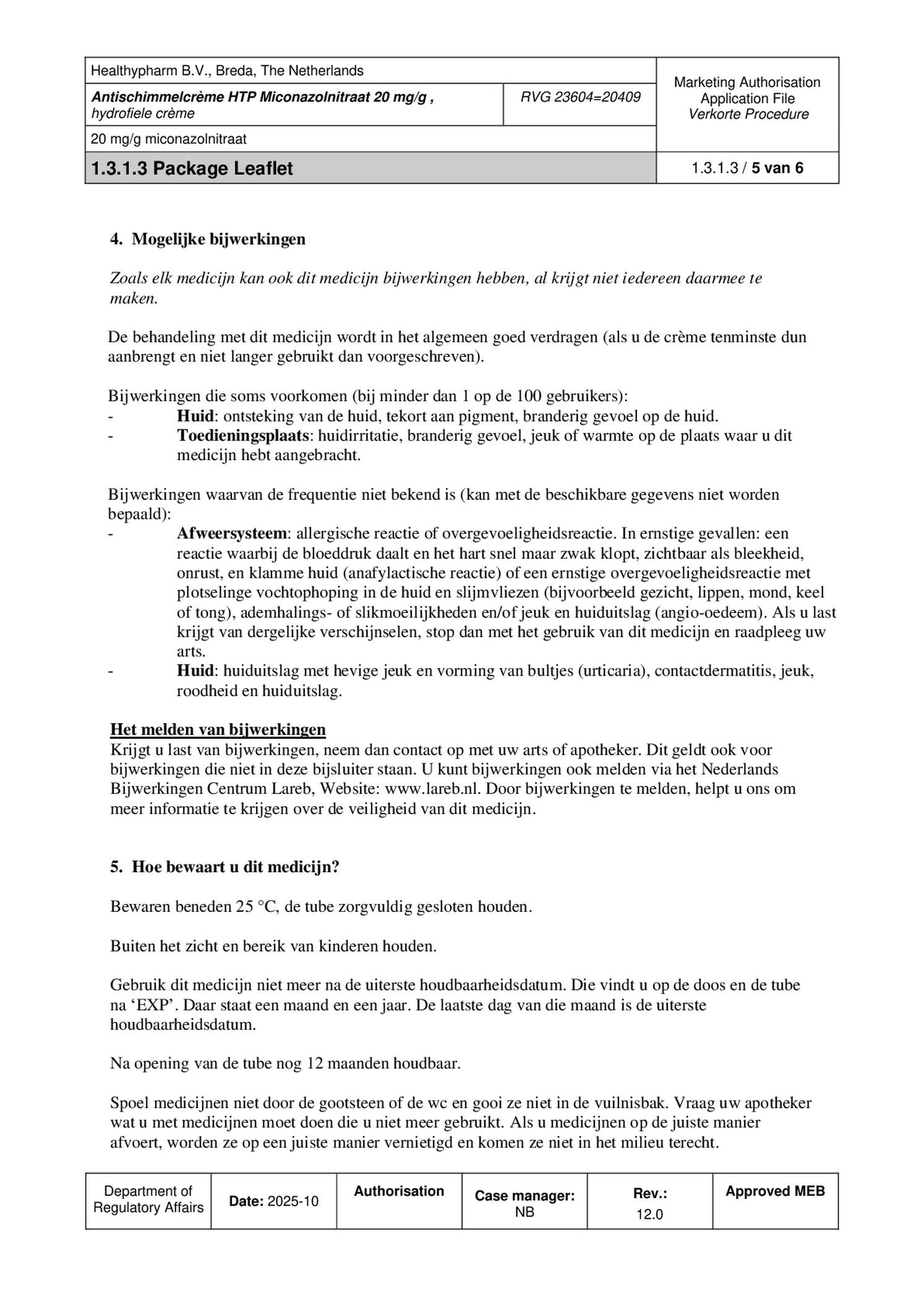 Antischimmelcrème Miconazolnitraat 20mg afbeelding van document #5, bijsluiter