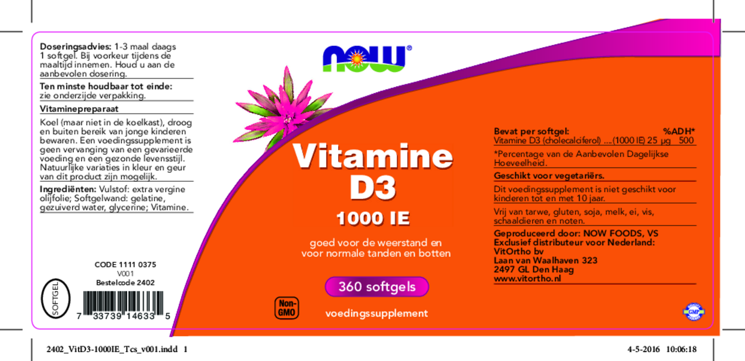 Vitamine D3 1000 IE Softgels afbeelding van document #1, etiket