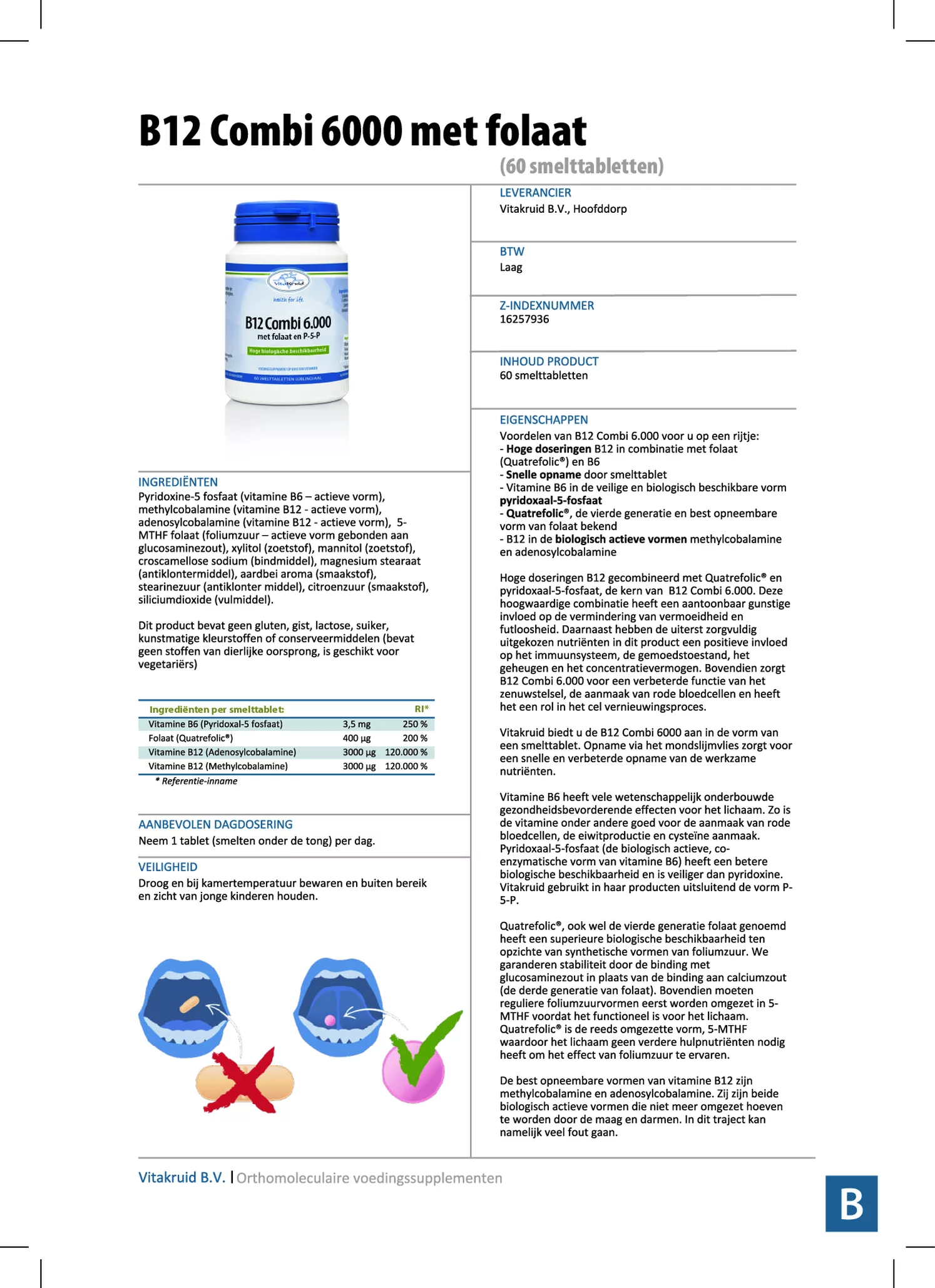 B12 Combi 6.000® met Actief Folaat Vitamine afbeelding van document #1, informatiefolder