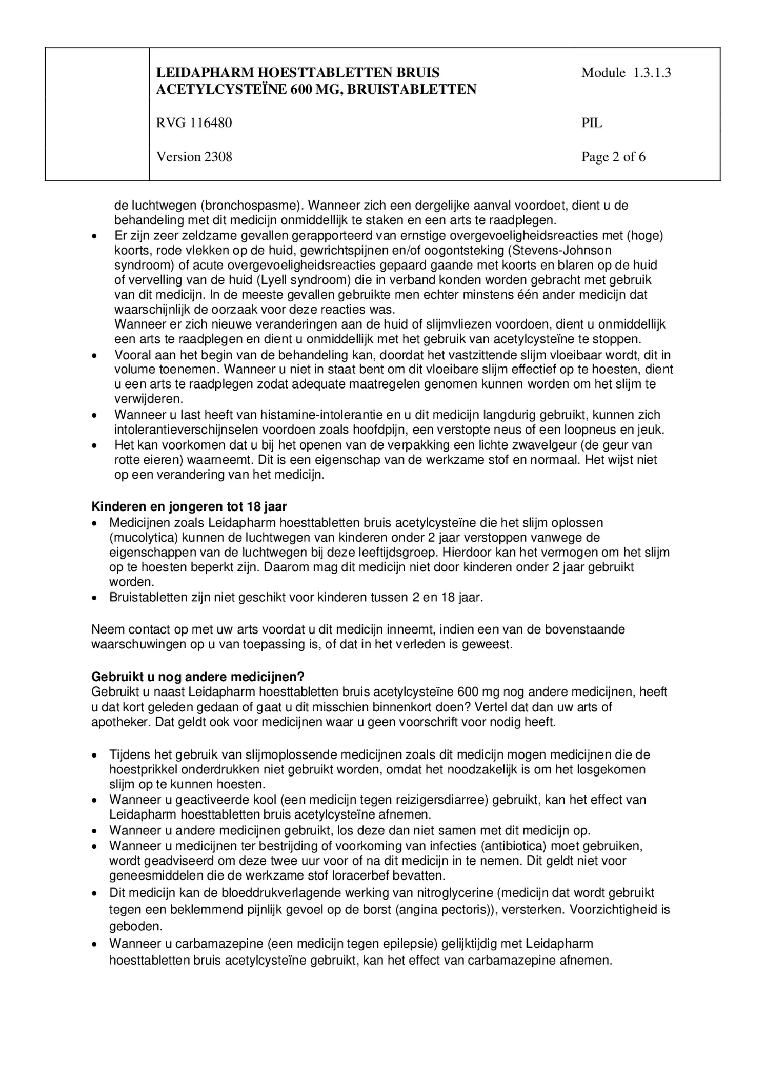 Hoesttabletten Bruis Acetylcysteine 600mg afbeelding van document #2, bijsluiter