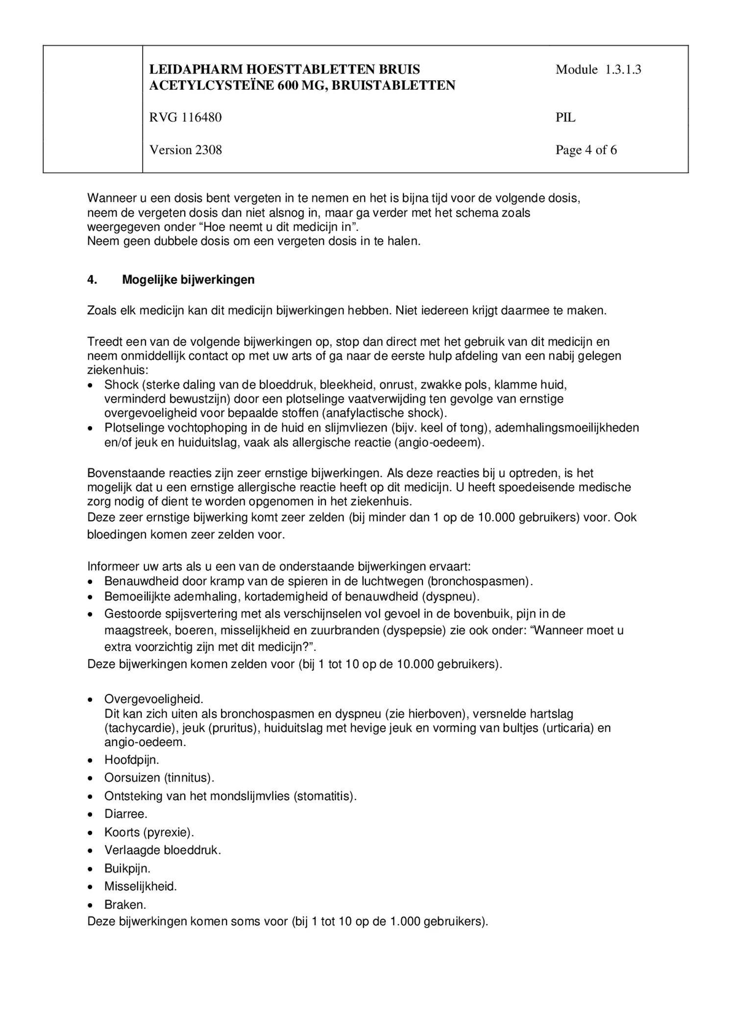 Hoesttabletten Bruis Acetylcysteine 600mg afbeelding van document #4, bijsluiter