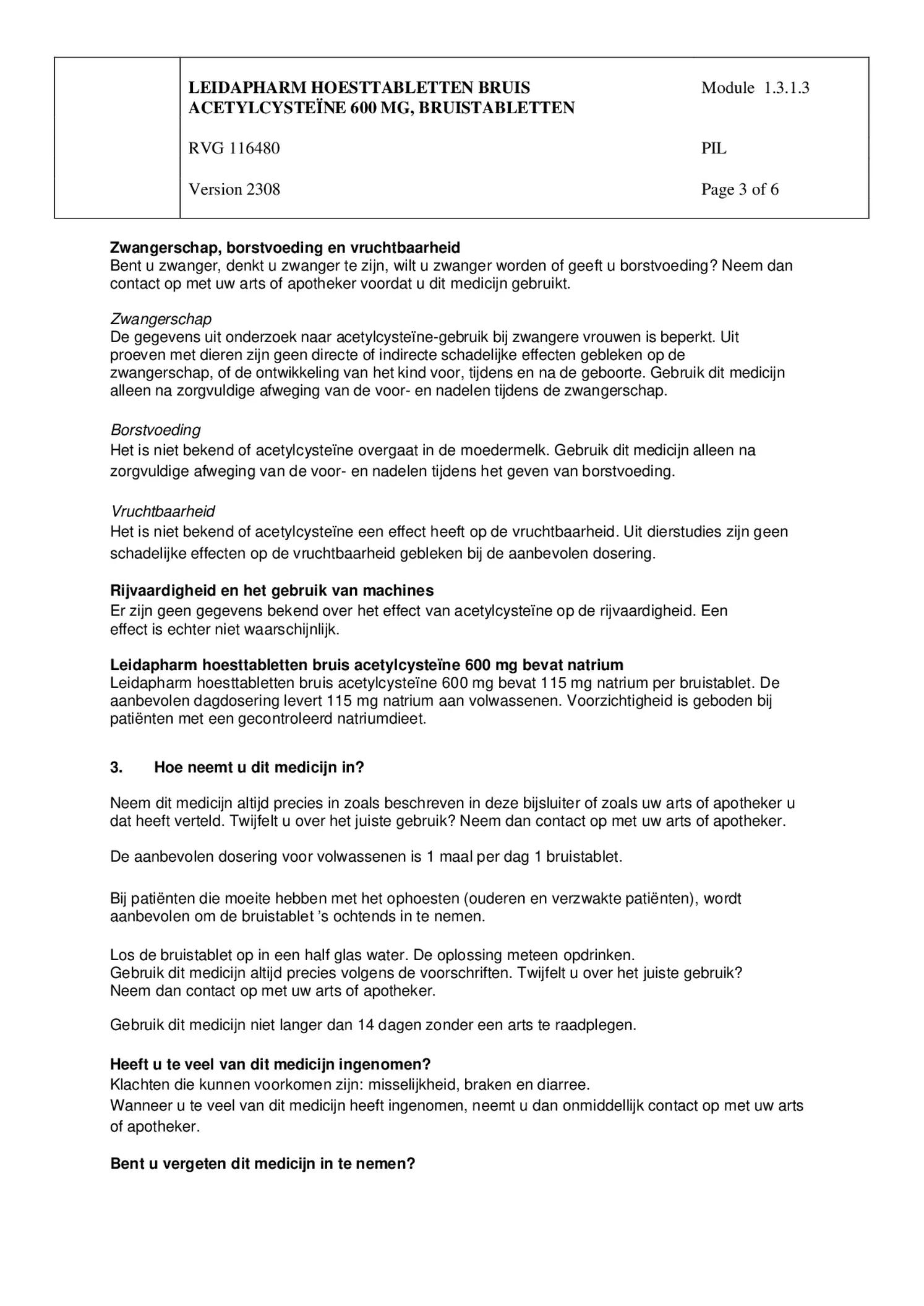Hoesttabletten Bruis Acetylcysteine 600mg afbeelding van document #3, bijsluiter