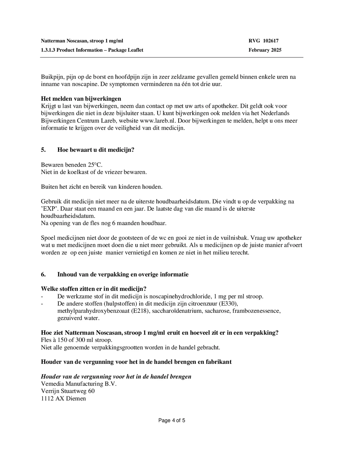 Noscasan Stroop bij prikkelhoest afbeelding van document #4, bijsluiter